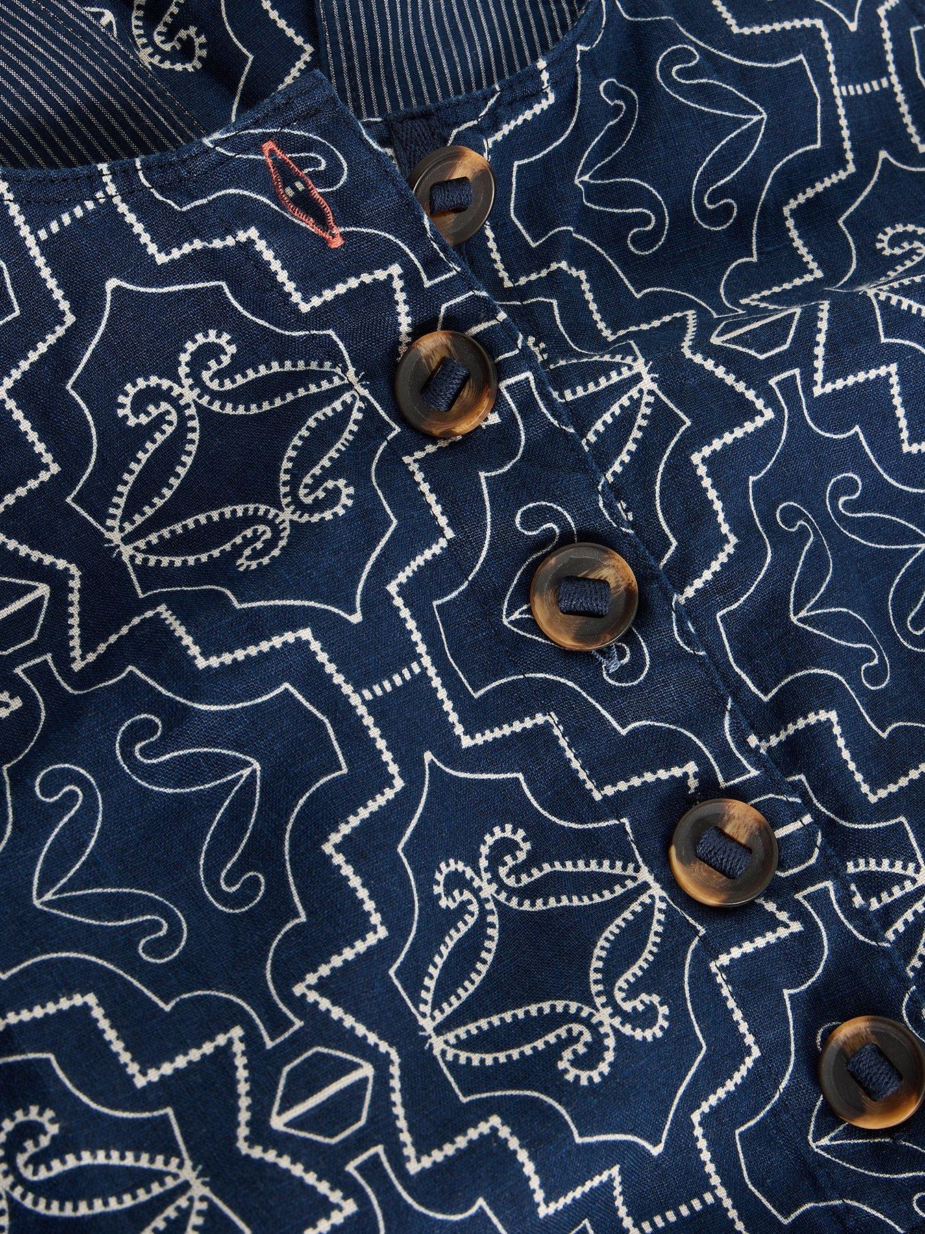 Image 6 of 6 of White Stuff Viola Linen Dungaree - Navy