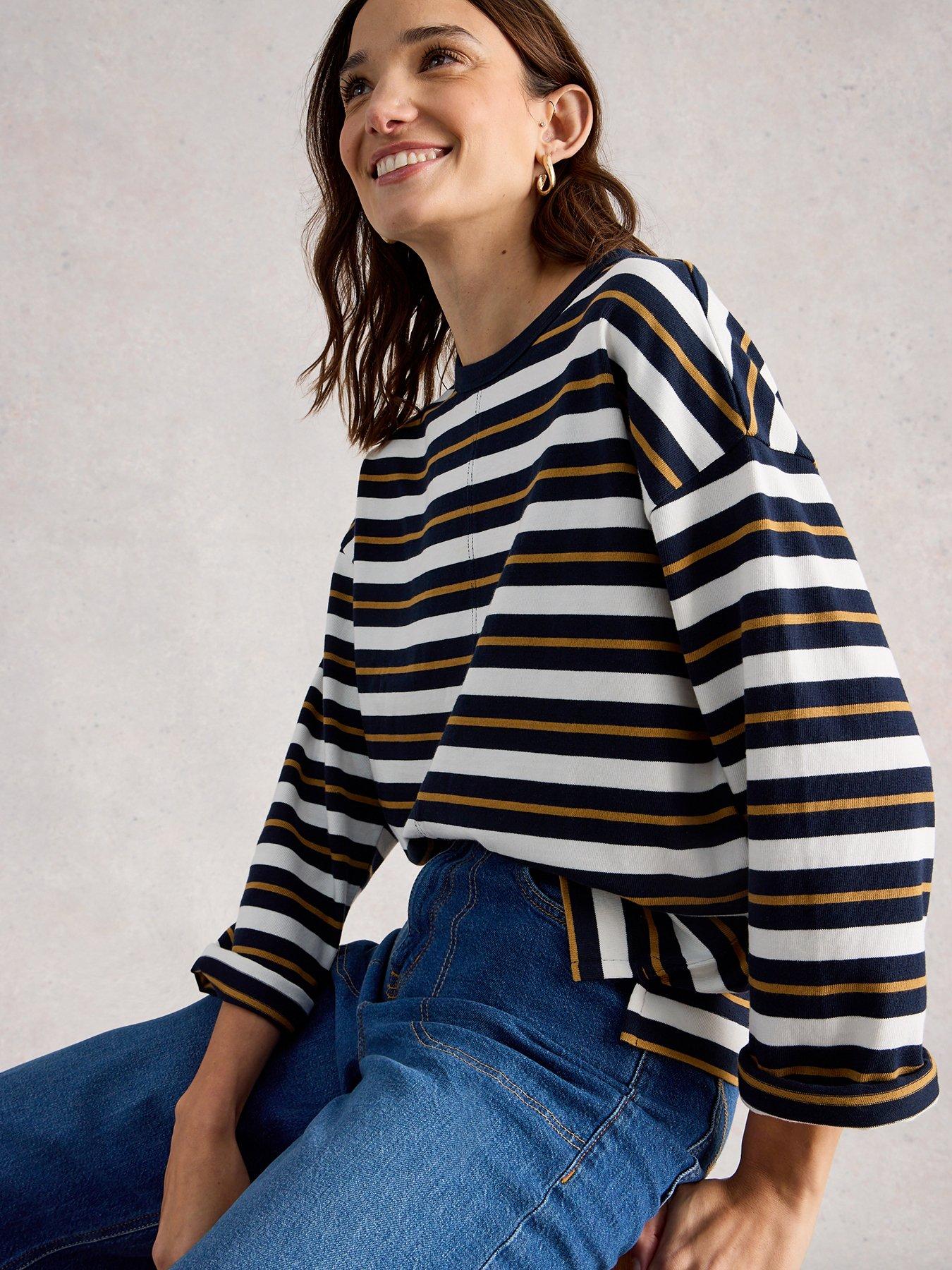  image of white-stuff-kim-long-sleeve-top-navy