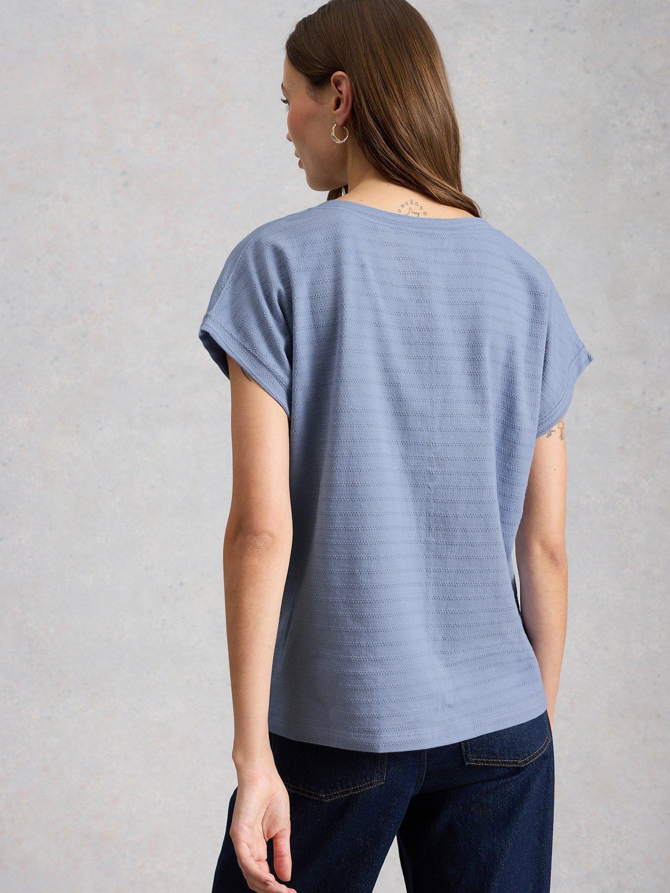  image of white-stuff-nelly-notch-texture-t-shirt-blue