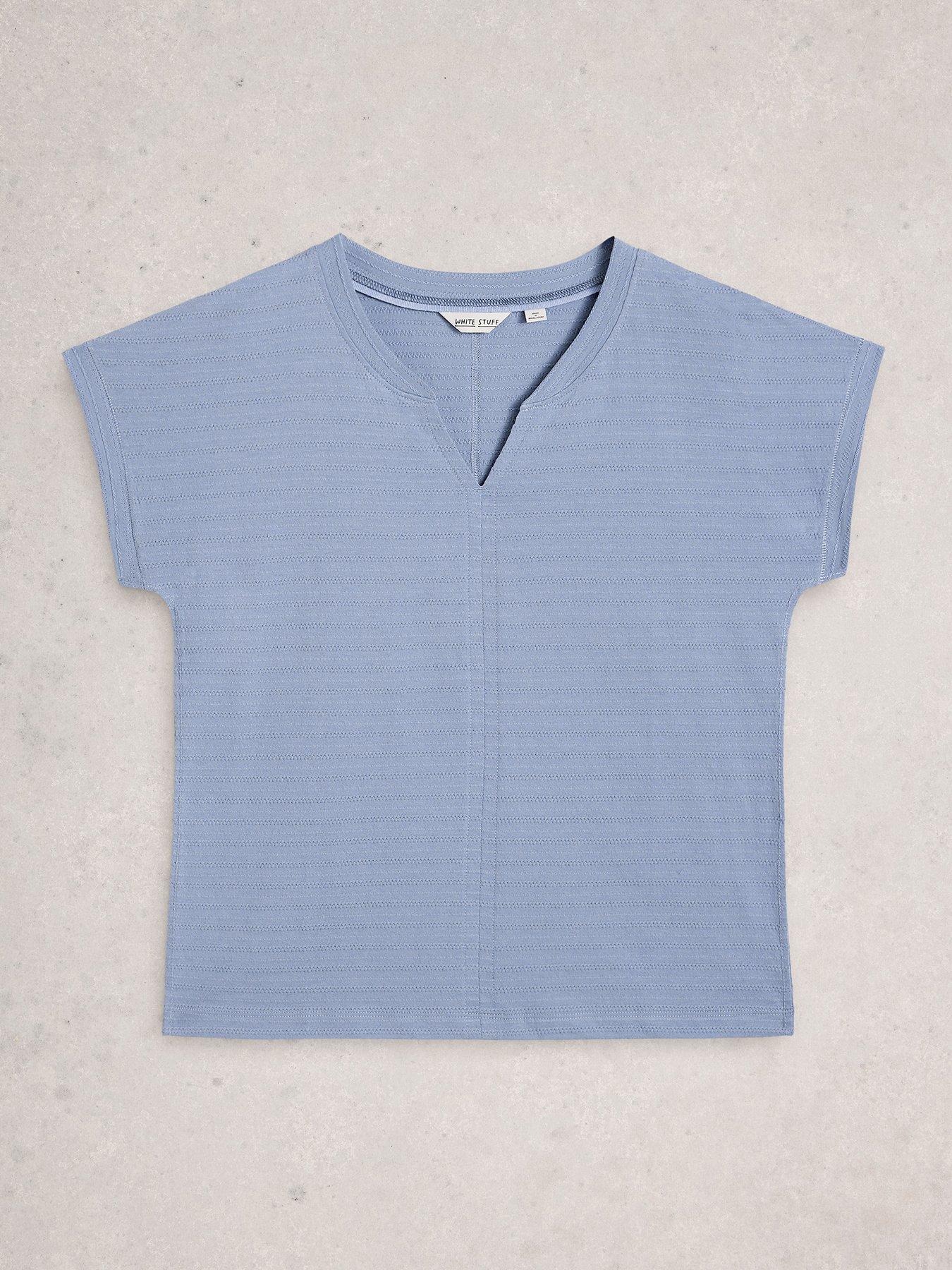  image of white-stuff-nelly-notch-texture-t-shirt-blue