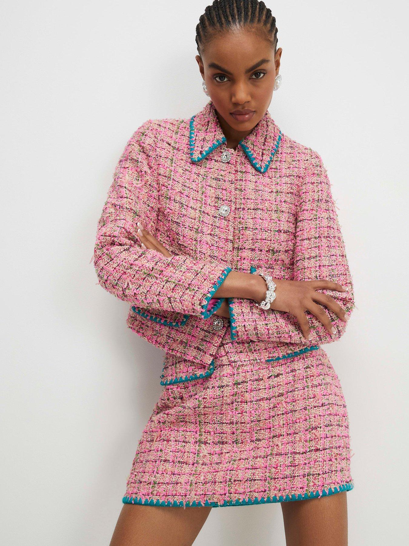 River Island Whipstitch Boucle Trophy Jacket - Pink