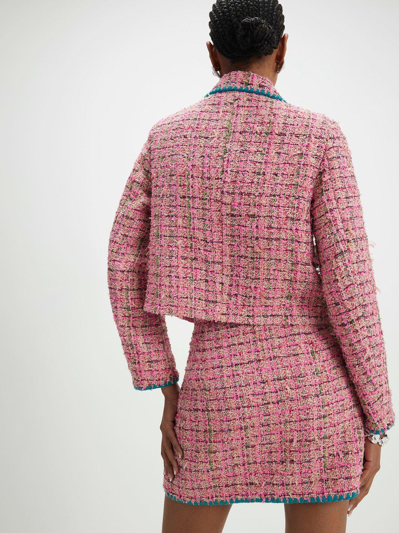 image of river-island-whipstitch-boucle-trophy-jacket-pink