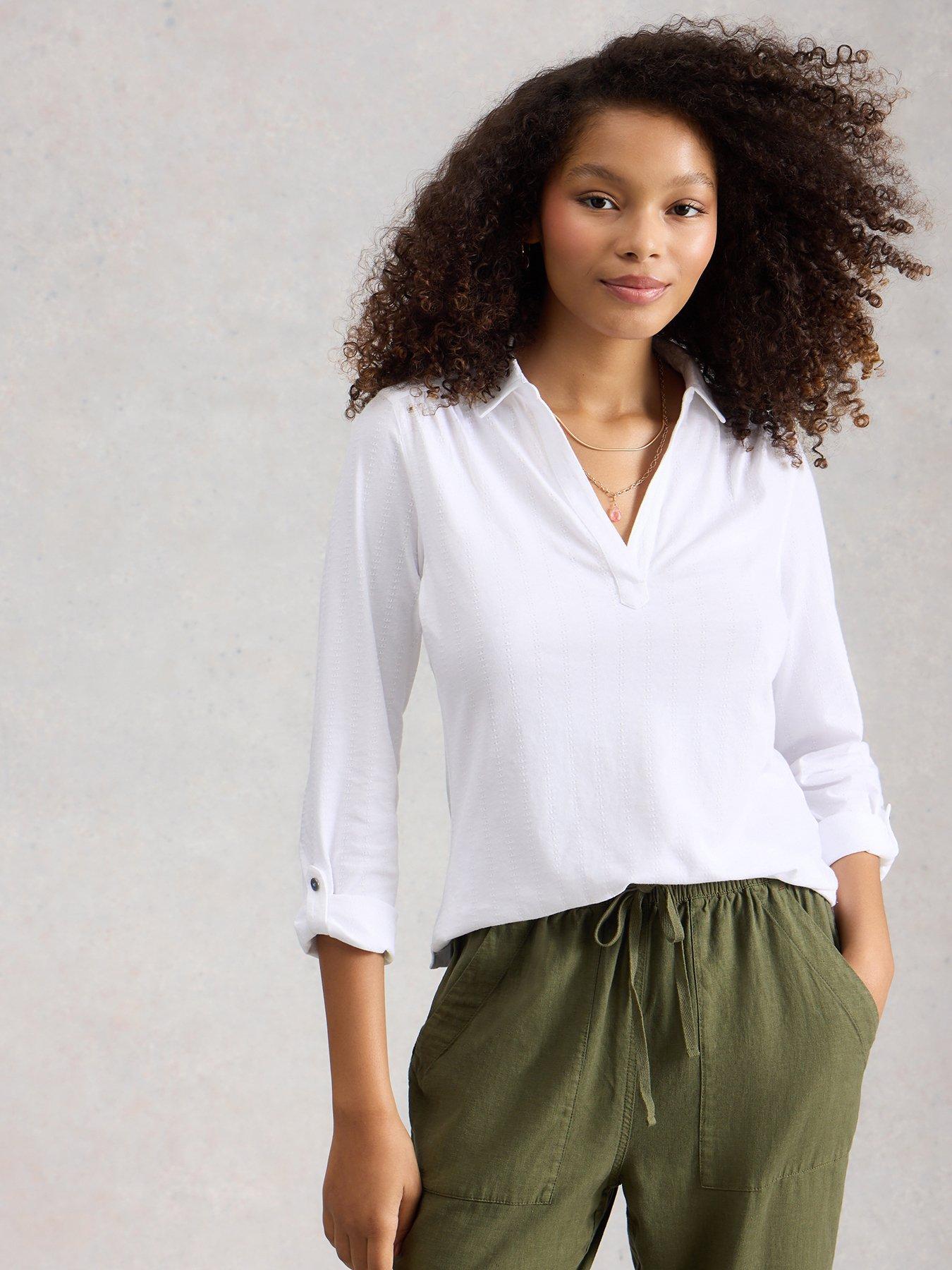 White Stuff Allie Jersey Texture Shirt - White