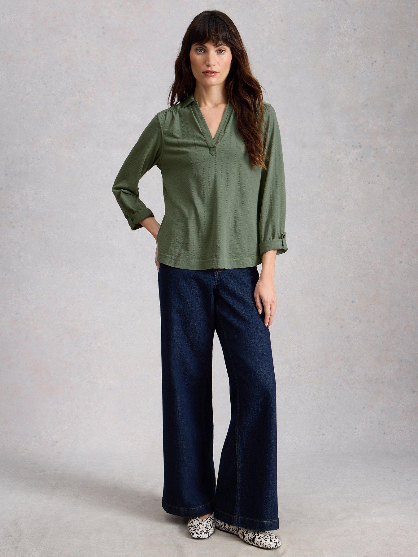  image of white-stuff-allie-jersey-texture-shirt-green
