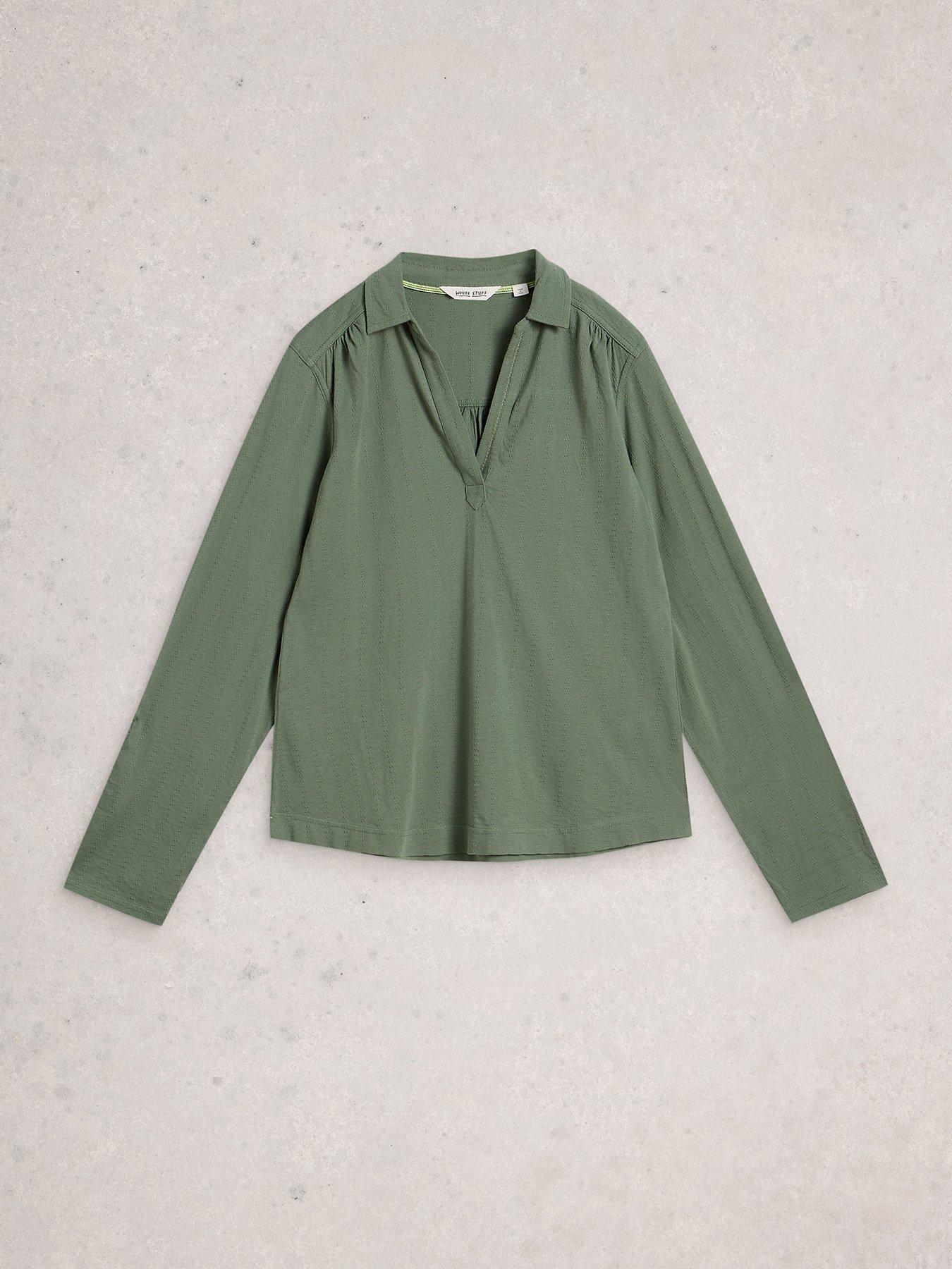  image of white-stuff-allie-jersey-texture-shirt-green