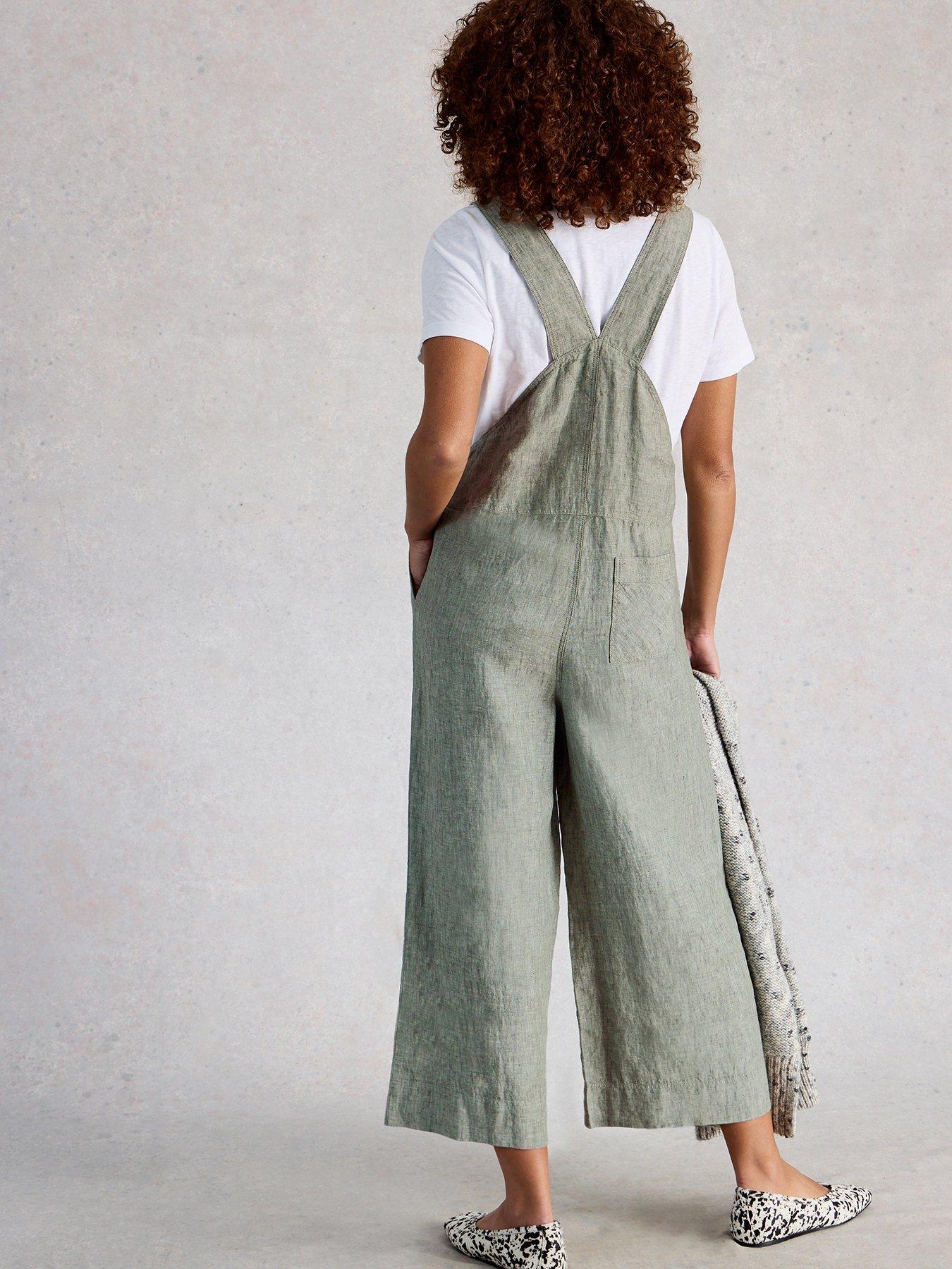 stillFront image of white-stuff-viola-linen-dungaree-green