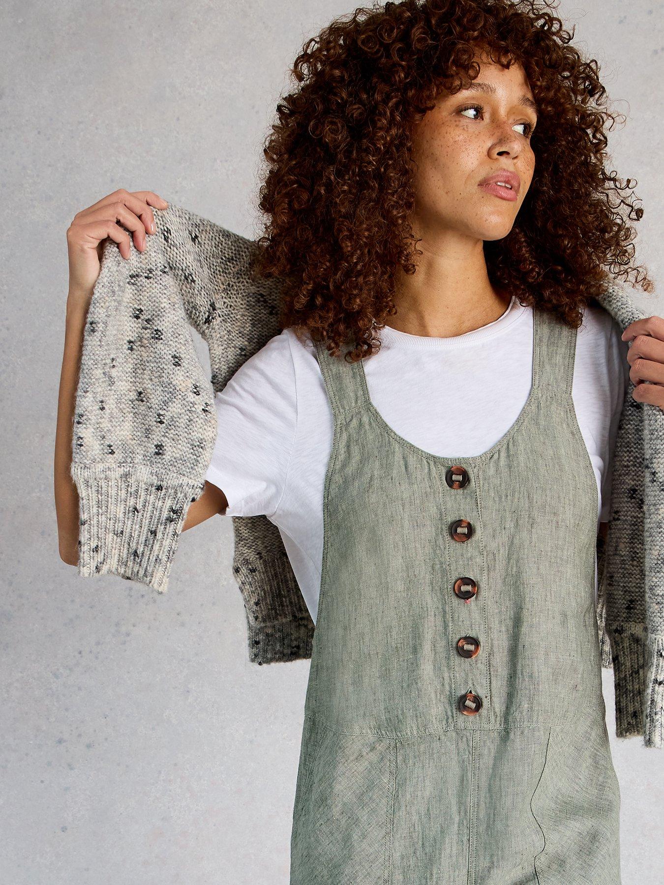  image of white-stuff-viola-linen-dungaree-green