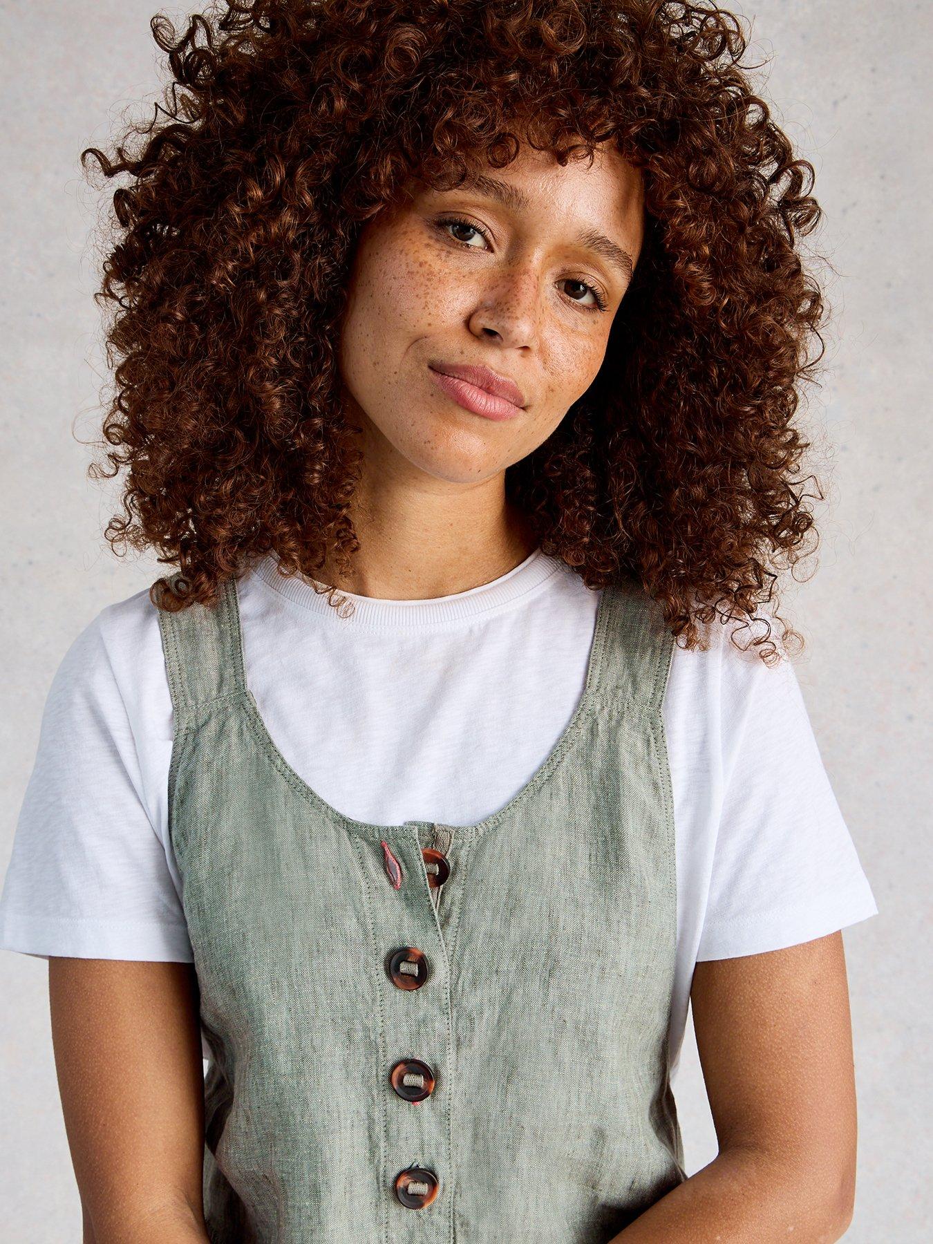  image of white-stuff-viola-linen-dungaree-green