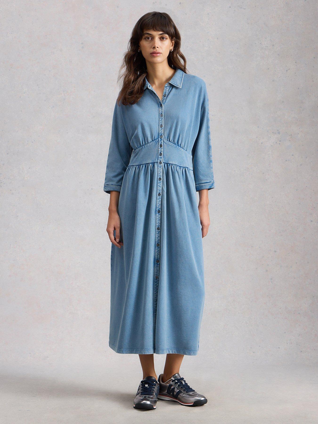 White Stuff Lottie Jersey Denim Dress - Blue