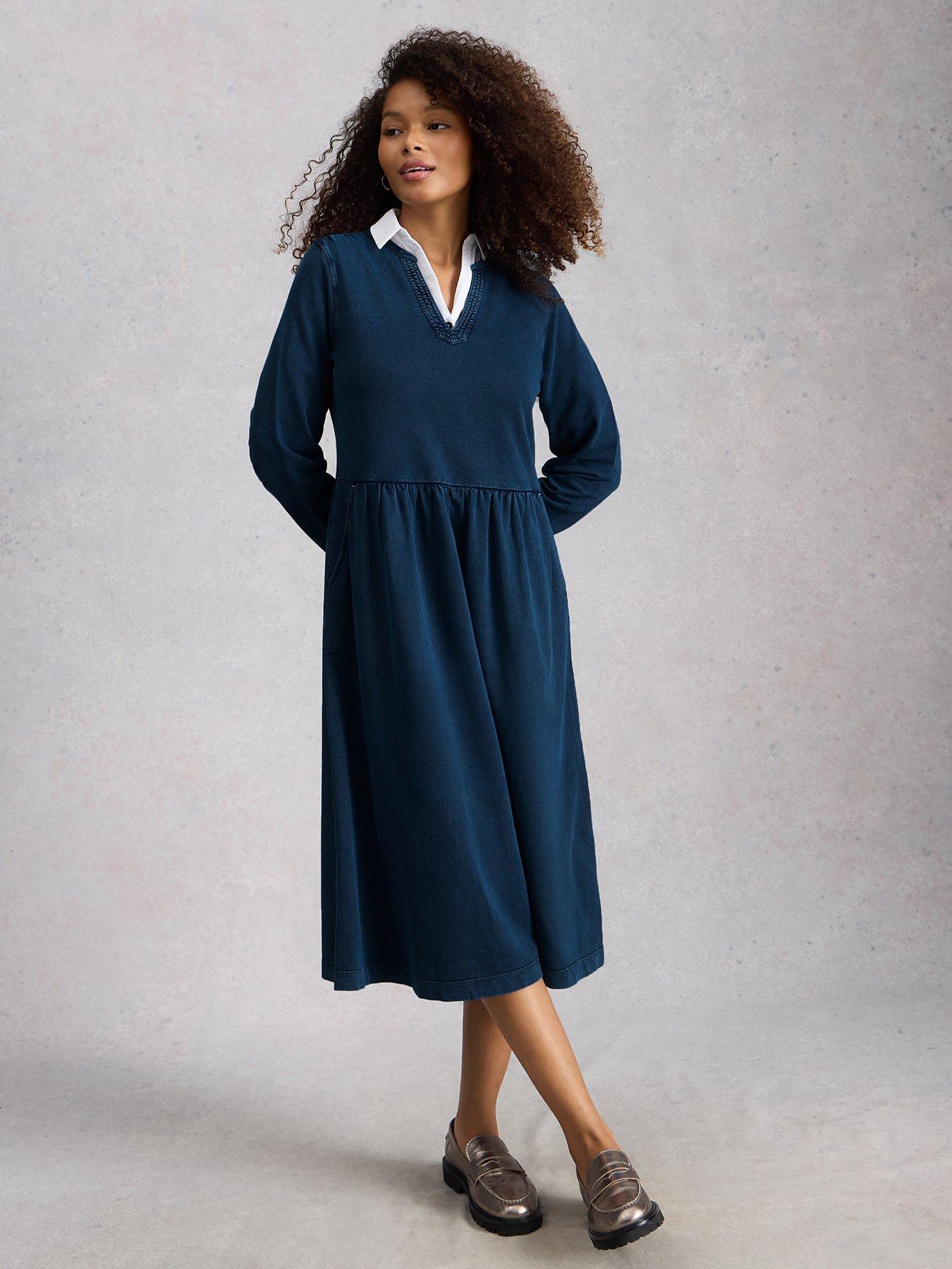 White Stuff Ray Jersey Midi Dress - Blue
