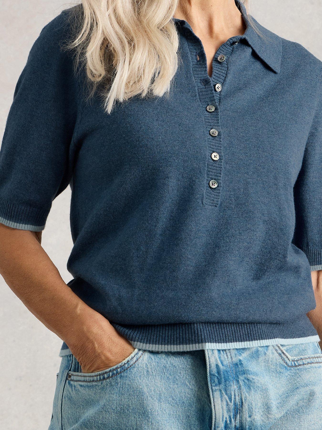  image of white-stuff-poppy-polo-top-blue