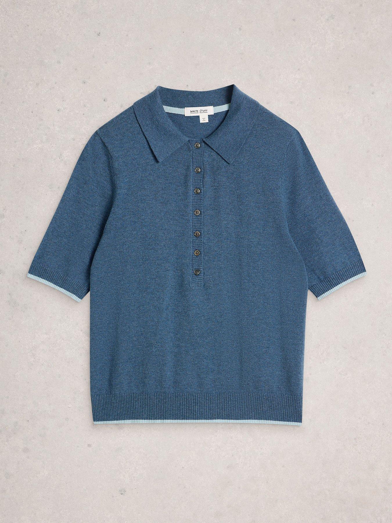  image of white-stuff-poppy-polo-top-blue