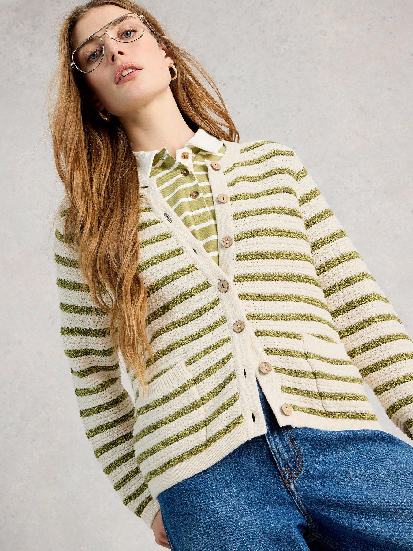 White Stuff Belle Stripe Cardigan - White
