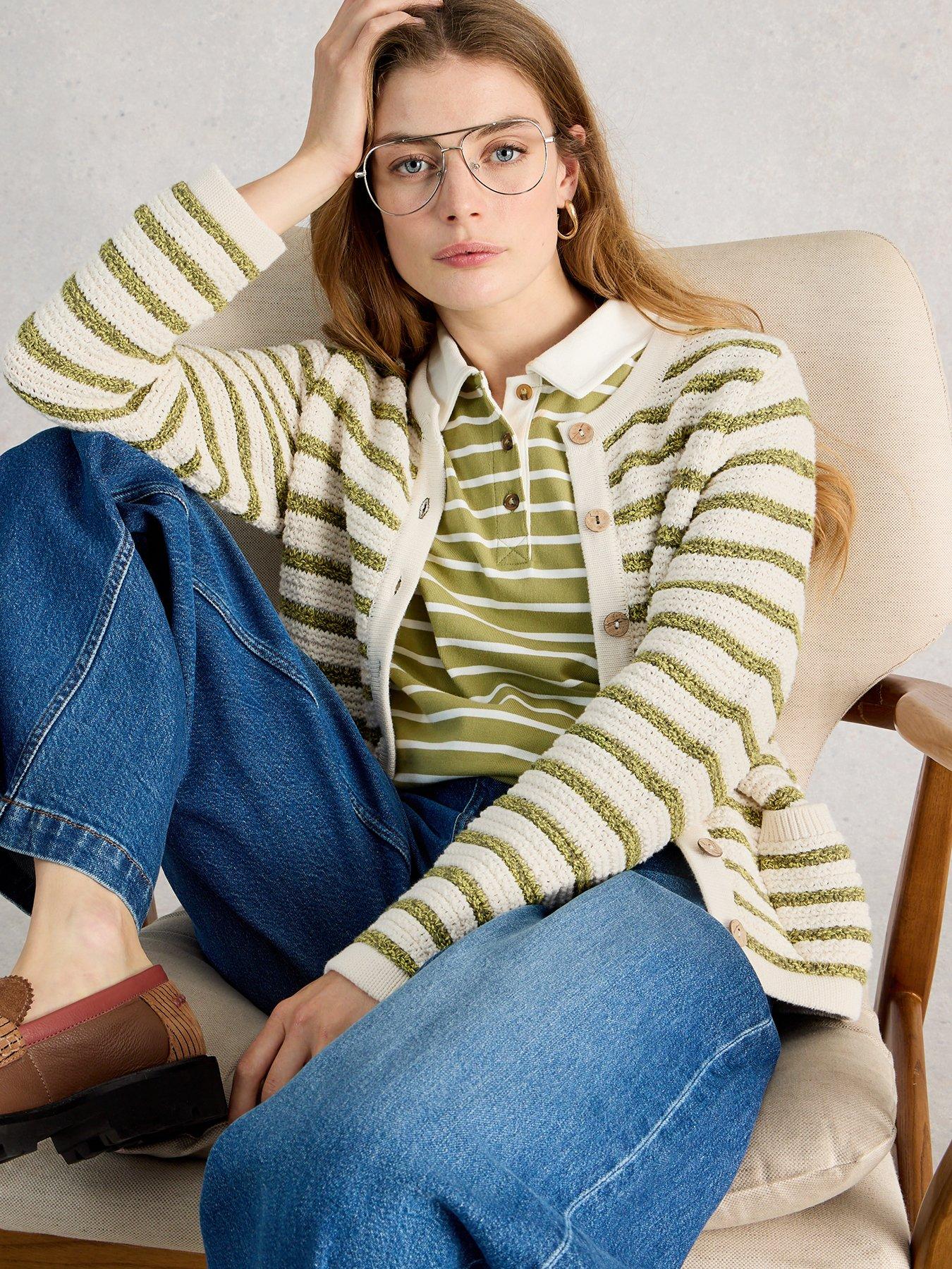  image of white-stuff-belle-stripe-cardigan-white
