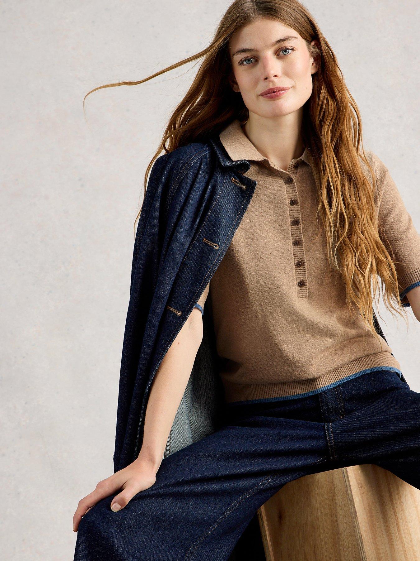  image of white-stuff-poppy-polo-t-shirt-beige