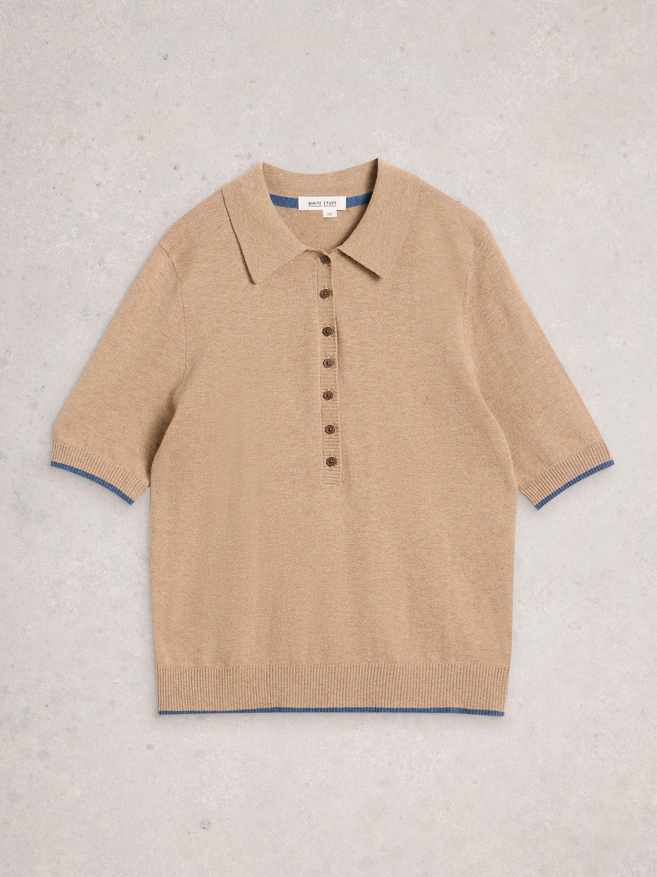  image of white-stuff-poppy-polo-t-shirt-beige