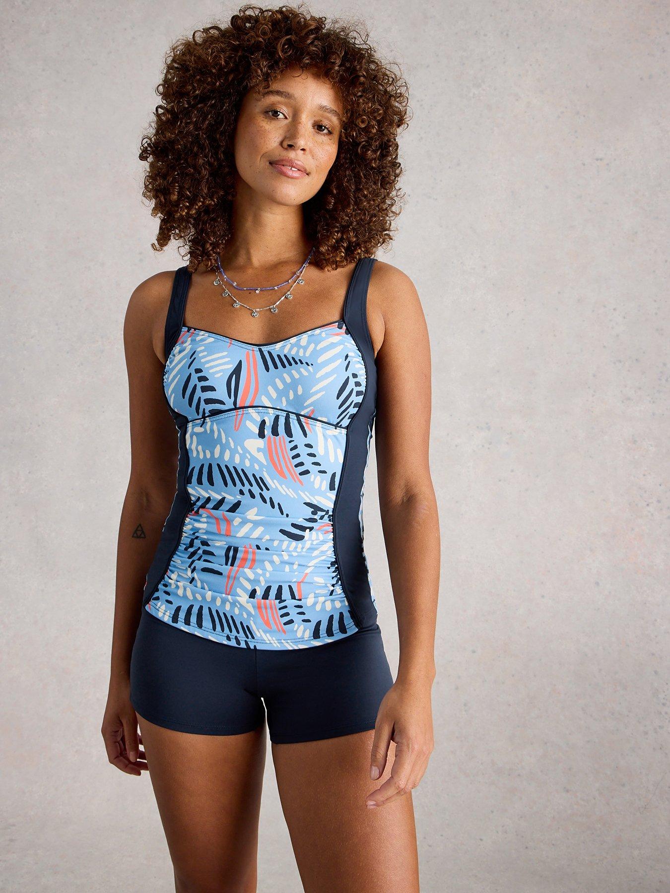 front image of white-stuff-splash-control-tankini-top