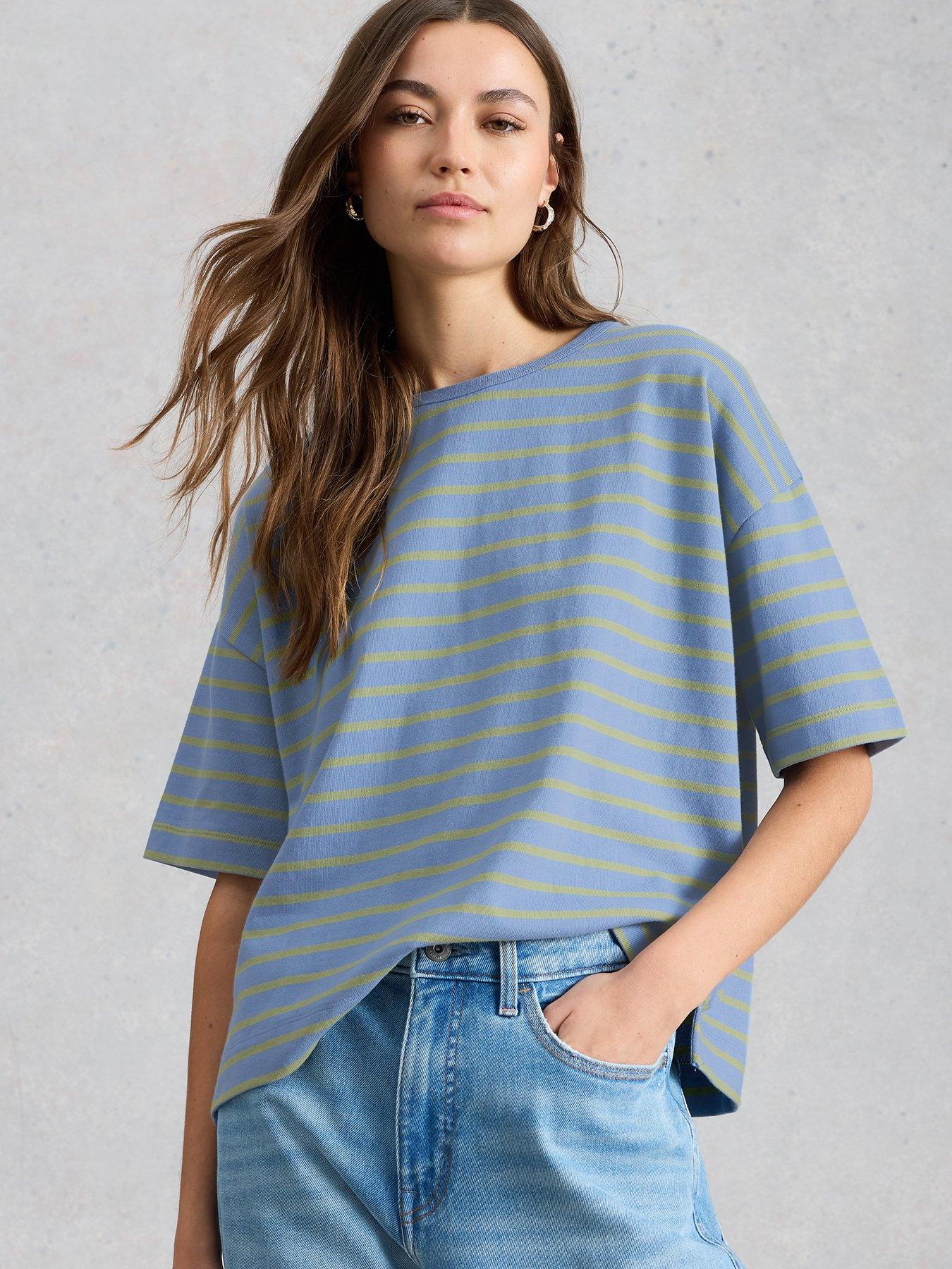 White Stuff Kat Short Sleeve Stripe T-Shirt - Blue