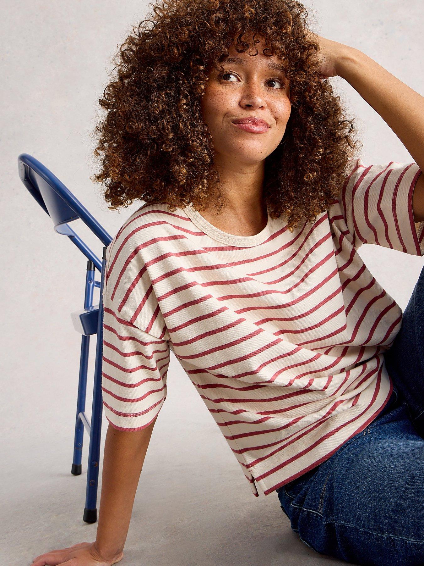  image of white-stuff-kat-stripe-t-shirt-white