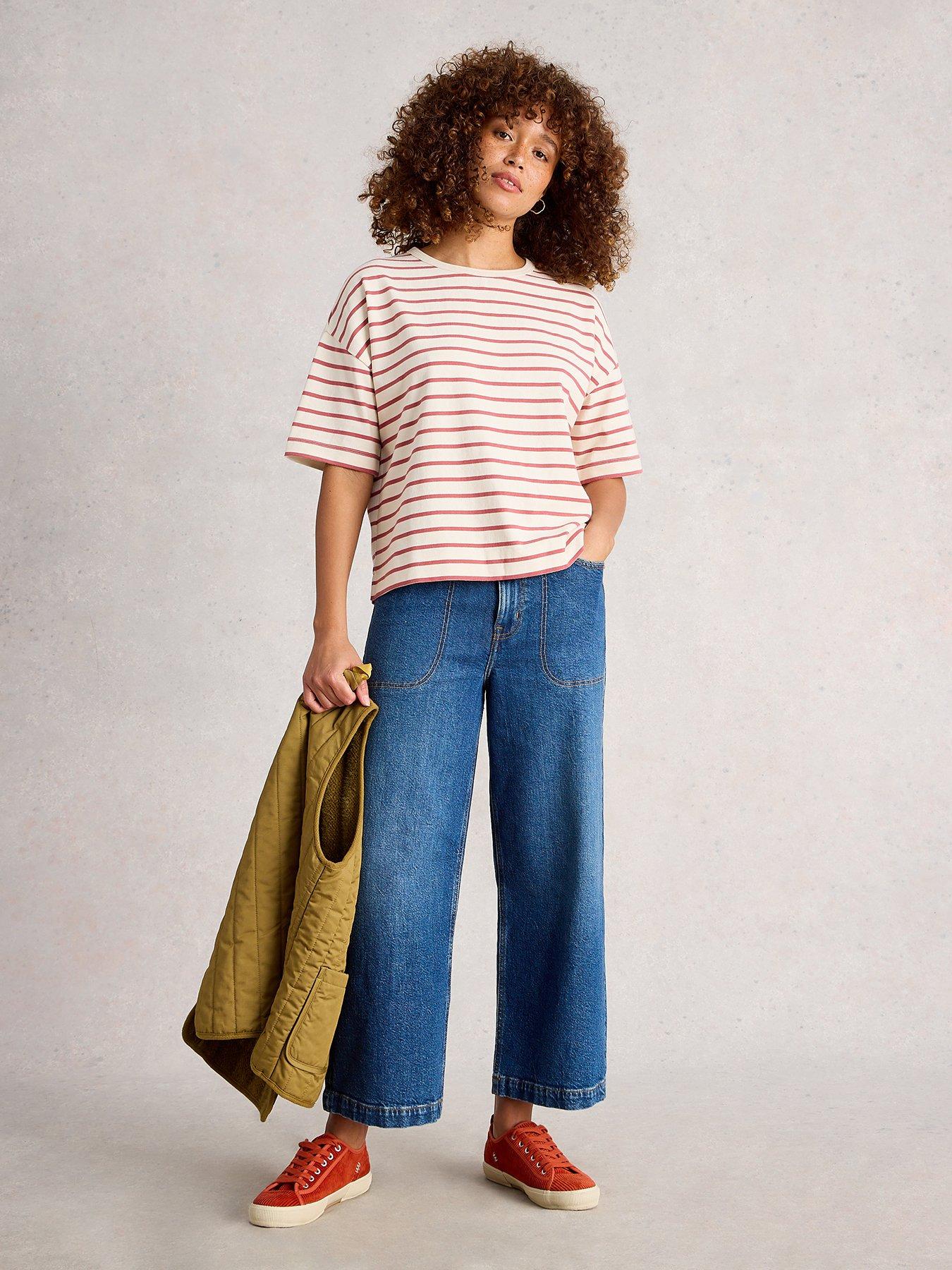  image of white-stuff-kat-stripe-t-shirt-white