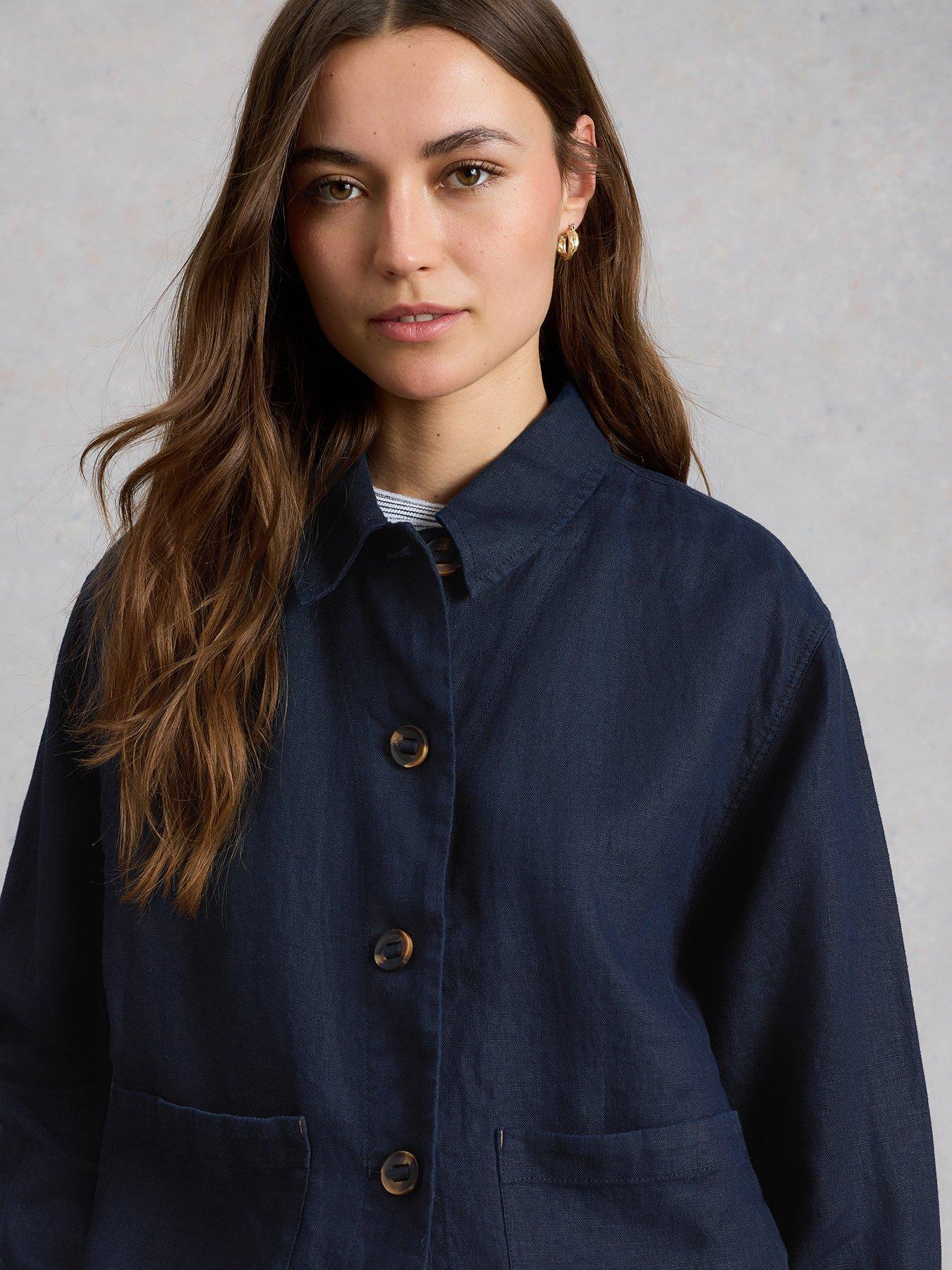 White Stuff Isabel Linen Jacket - Navy