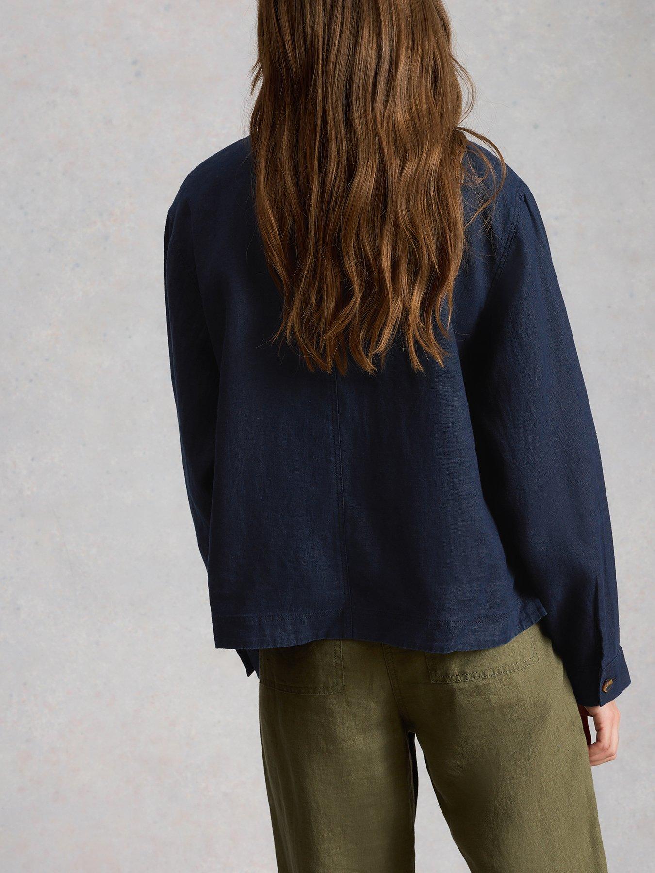 Image 2 of 6 of White Stuff Isabel Linen Jacket - Navy