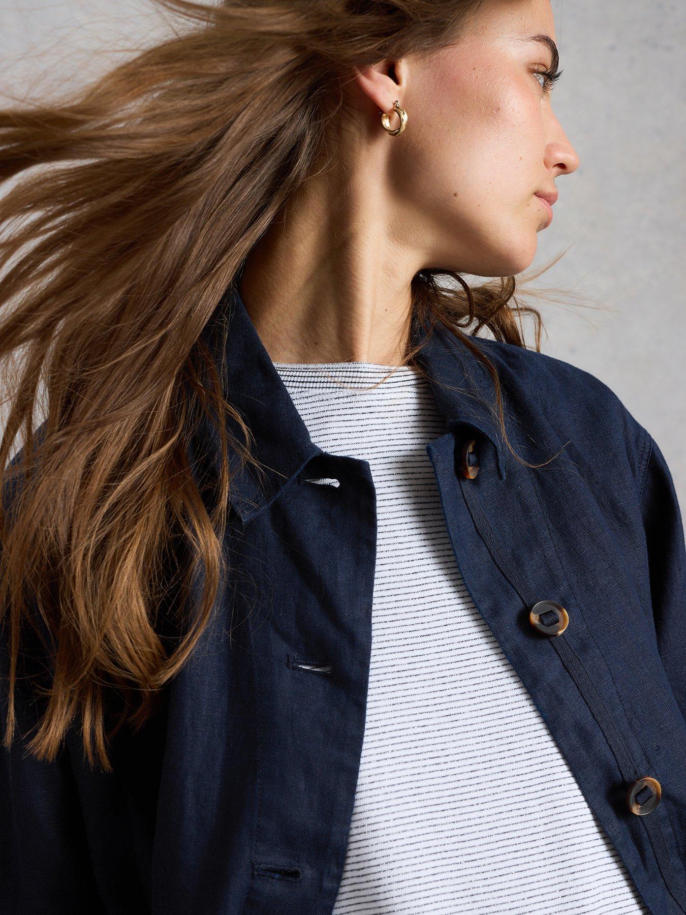 Image 4 of 6 of White Stuff Isabel Linen Jacket - Navy