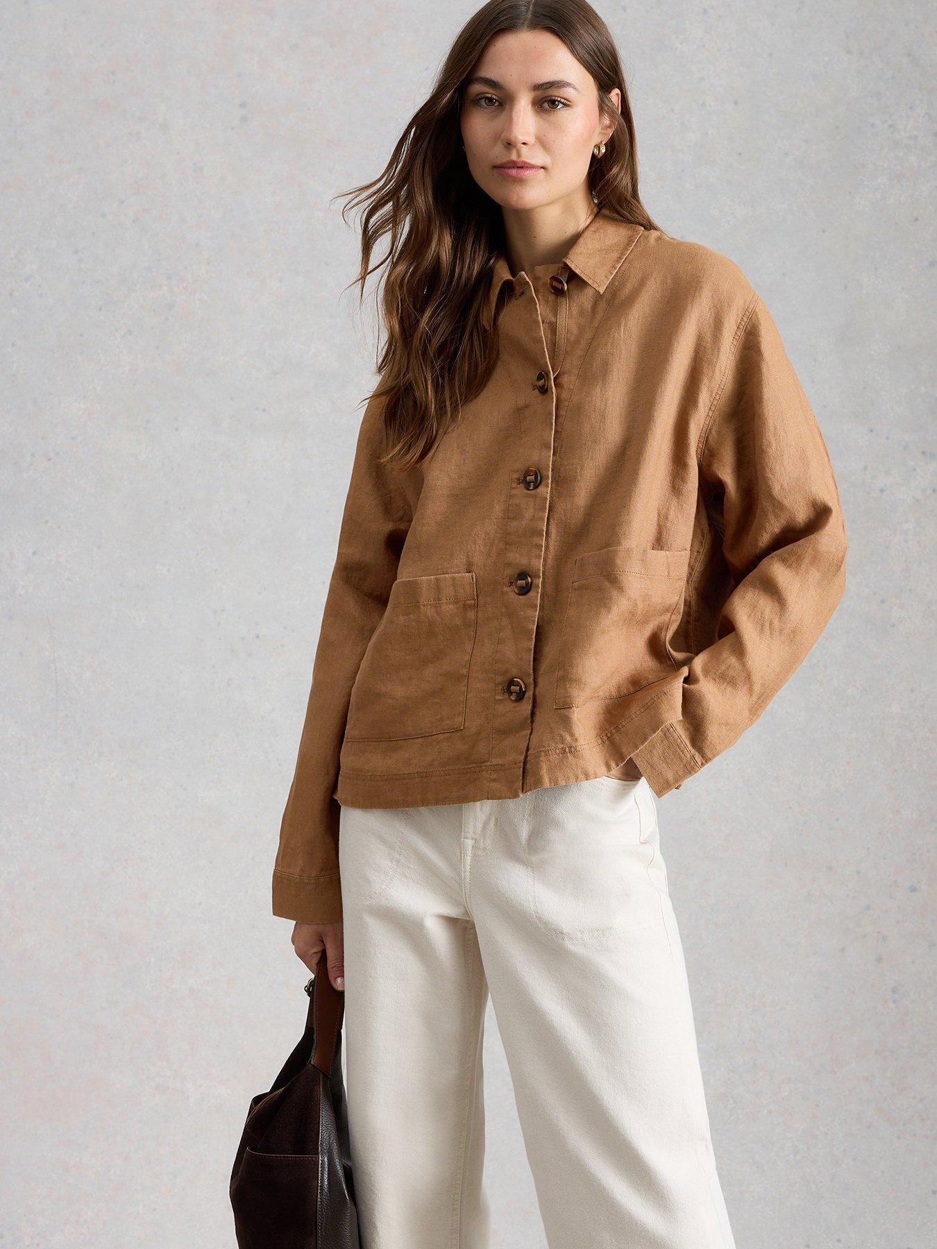 Image 1 of 6 of White Stuff Isabel Linen Jacket - Beige