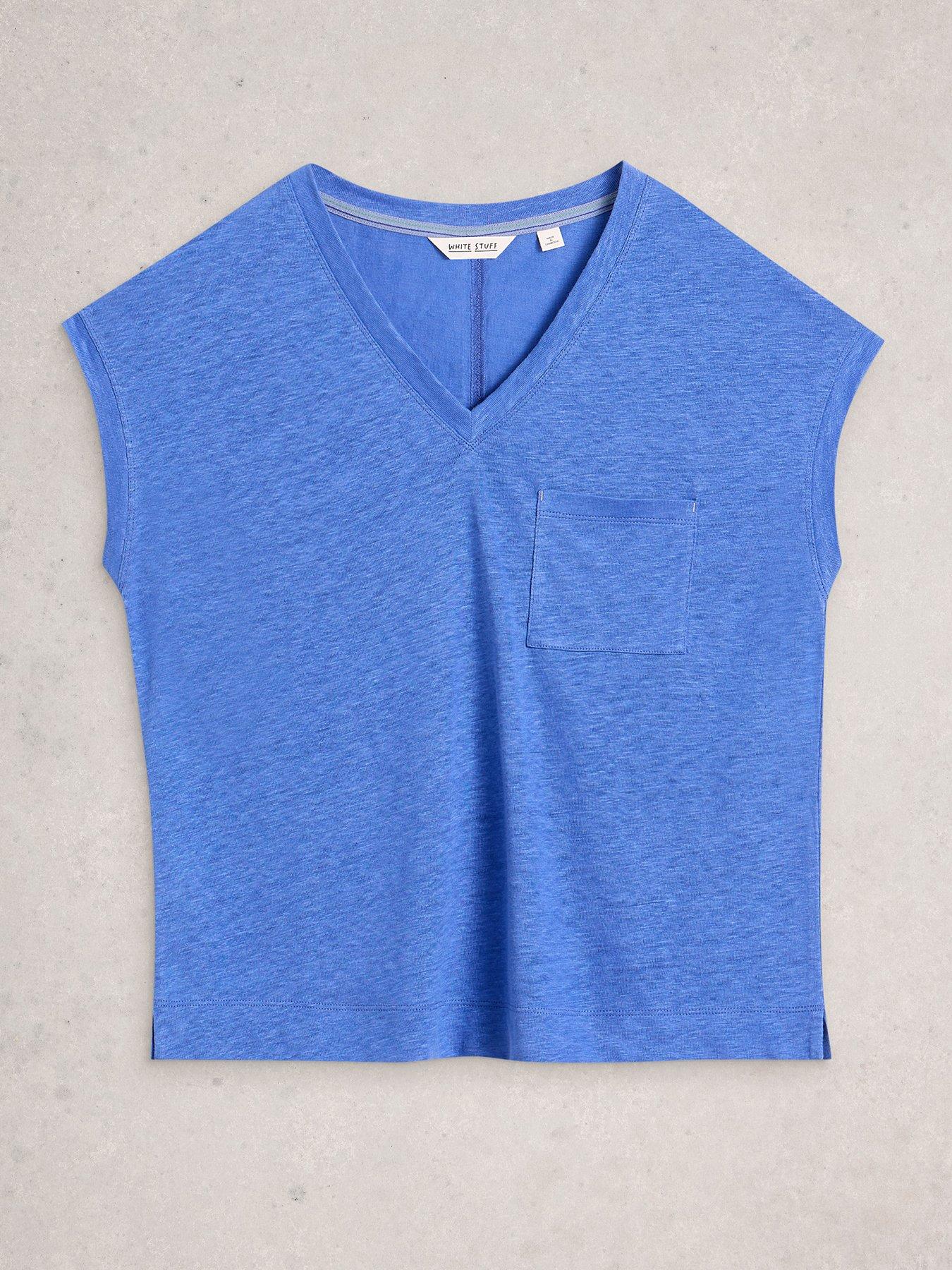 Image 5 of 6 of White Stuff Iris Linen T-Shirt - Blue