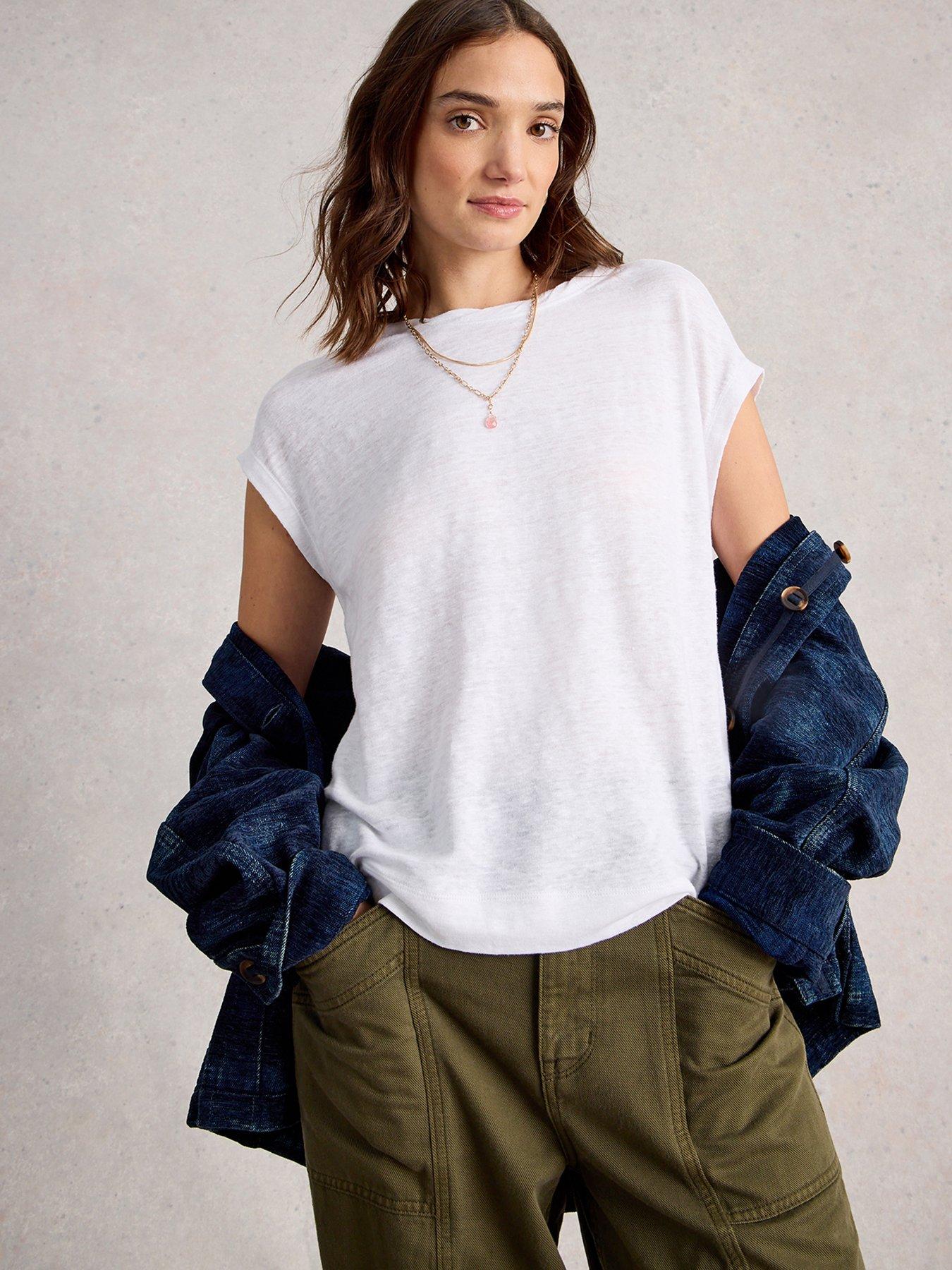 front image of white-stuff-rowan-linen-t-shirt-white