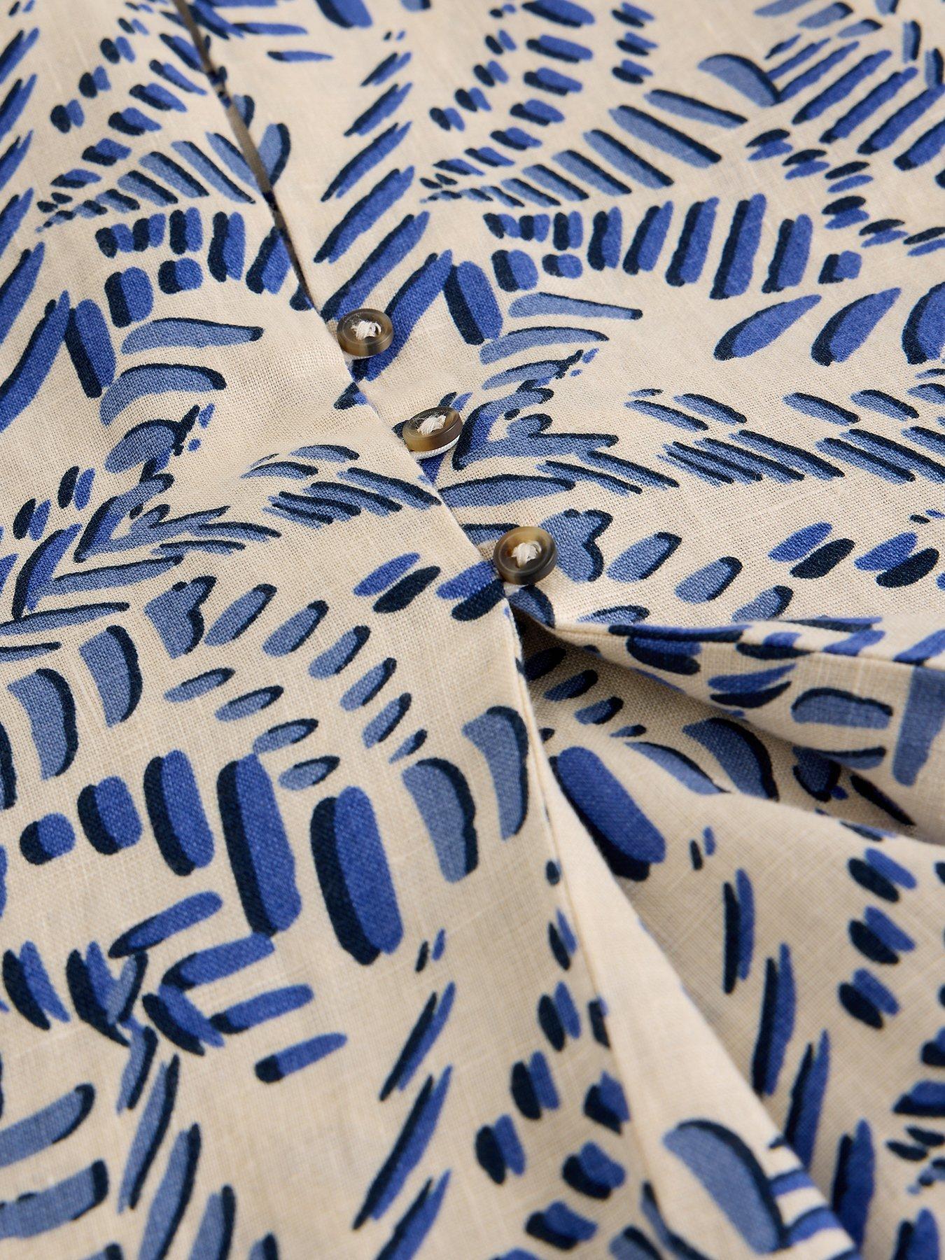  image of white-stuff-bianca-linen-notch-neck-tunic-ivory-print