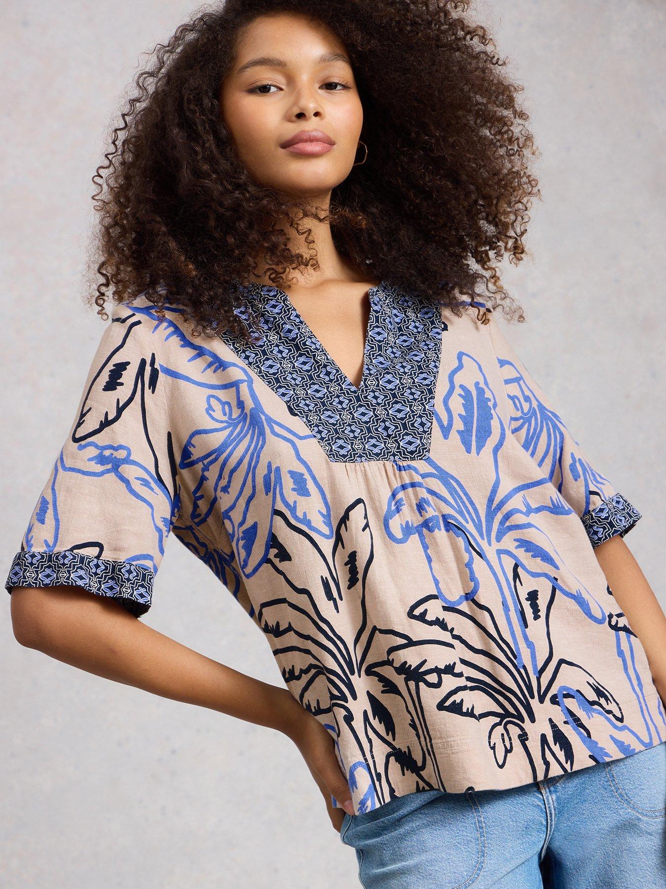 White Stuff Ash Linen Blend Top