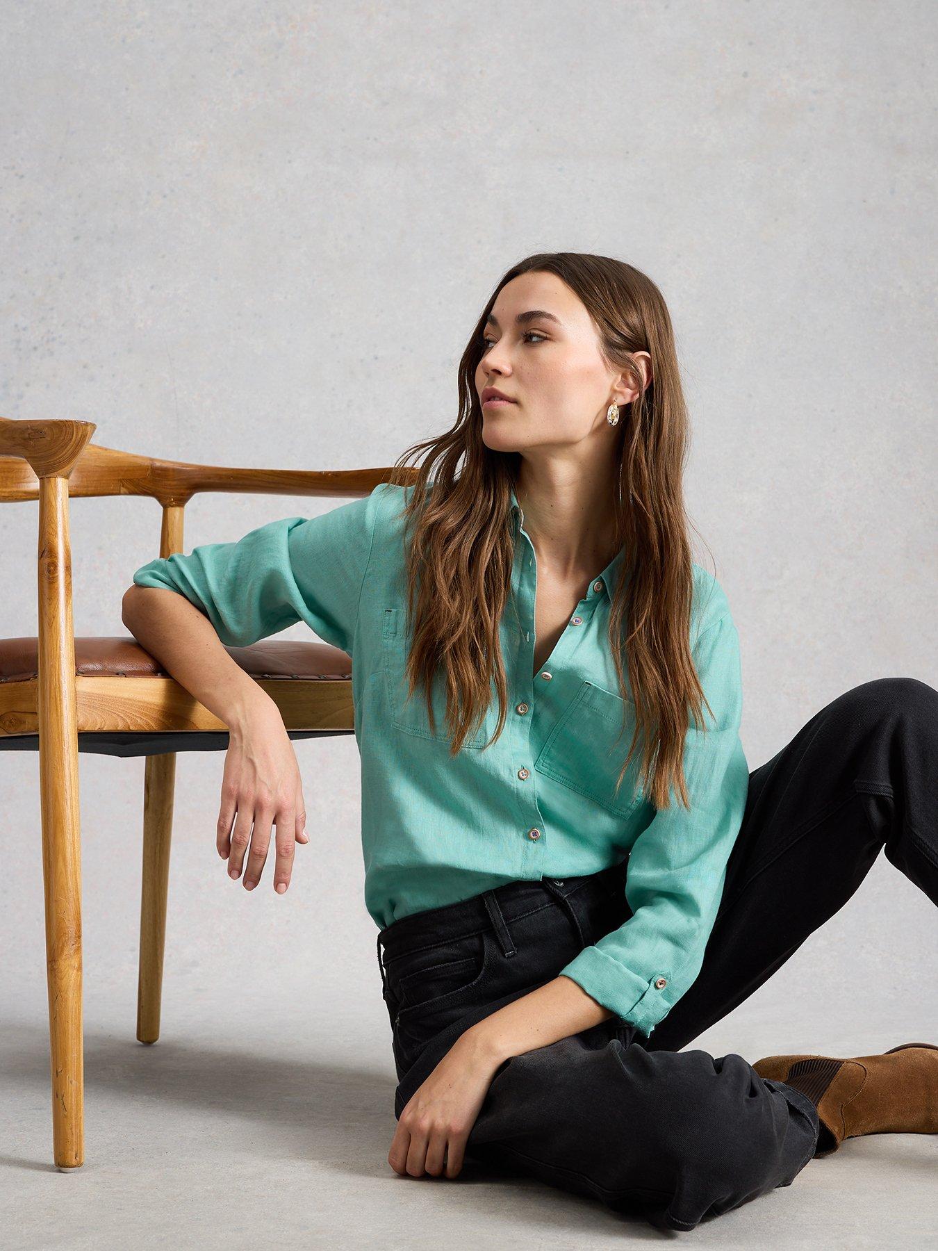 Image 4 of 6 of White Stuff Sophie Linen Shirt - Blue