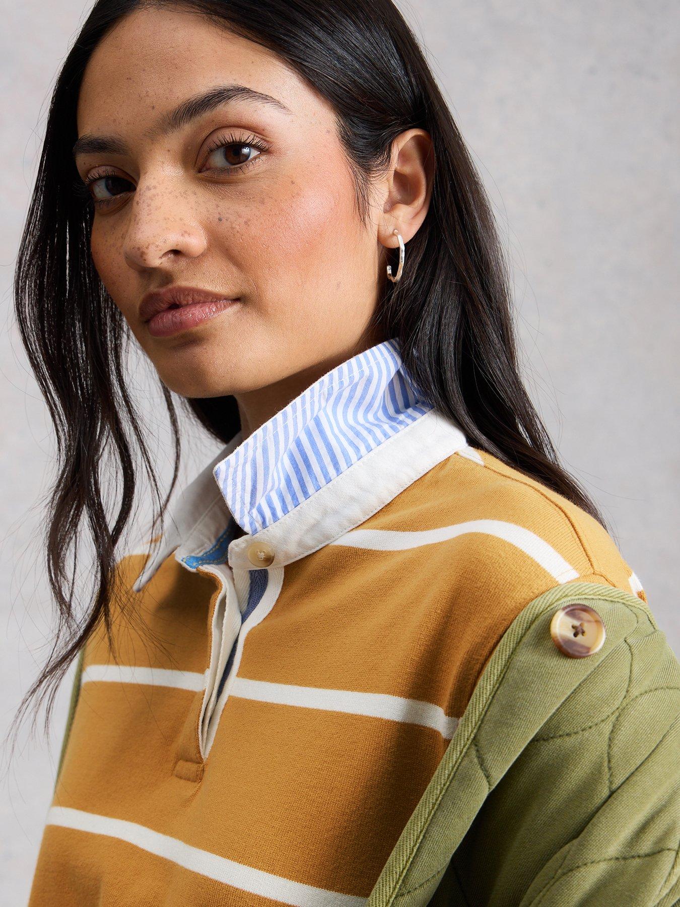  image of white-stuff-stella-stripe-rugby-top-yellow