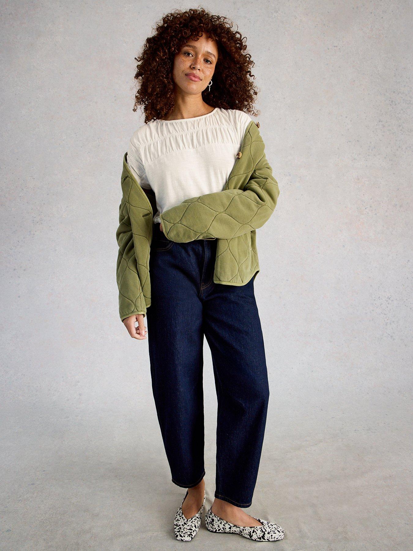 Image 3 of 6 of White Stuff Shirred Regular Round Neck Tops - White
