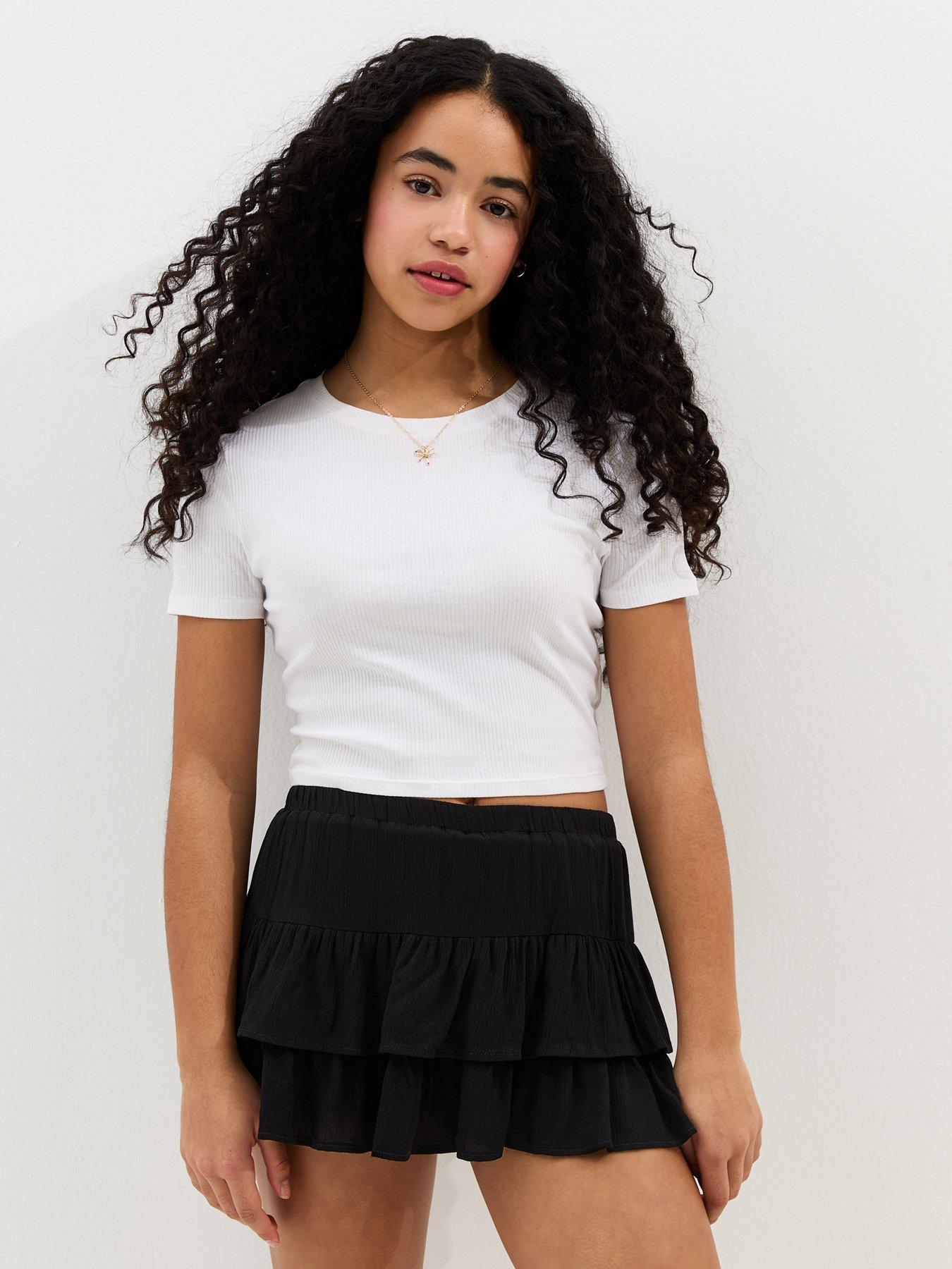 New Look 915 Girls Crinkle Texture Rara Skort - Black