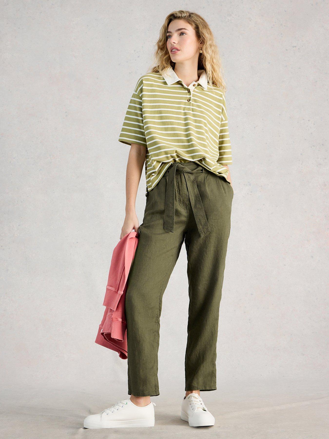 front image of white-stuff-hadley-linen-trouser-green