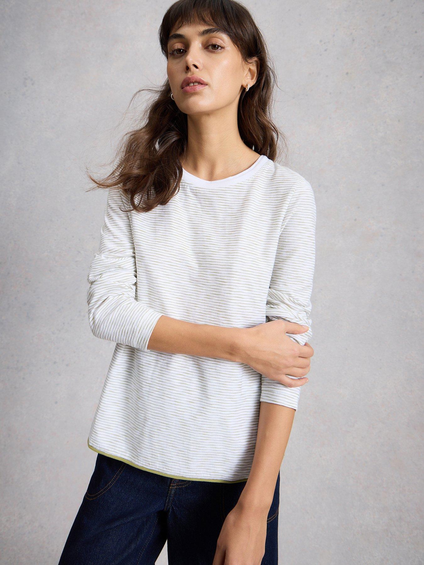White Stuff Clara Texture Long Sleeve T-Shirt - White