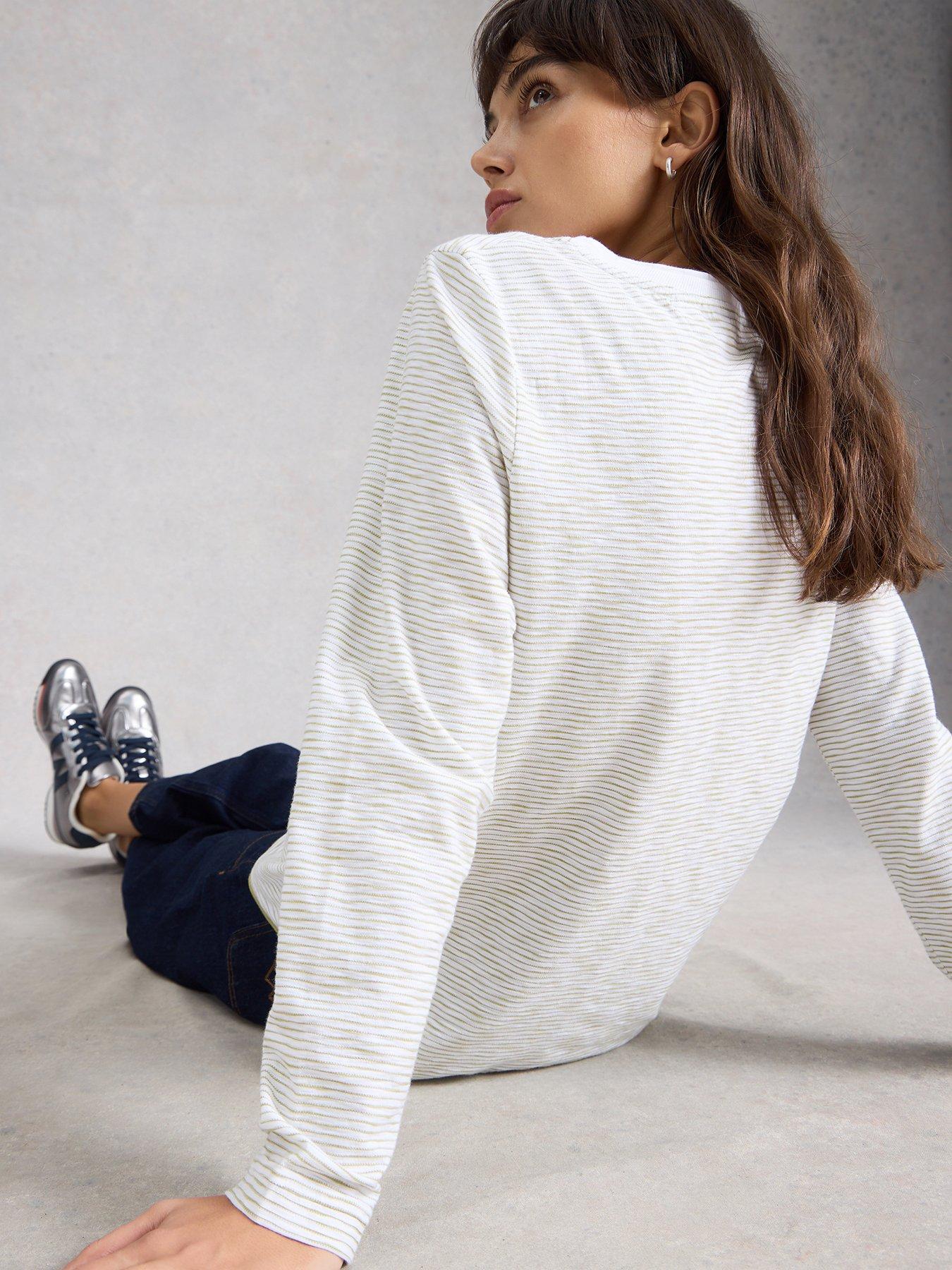 Image 2 of 6 of White Stuff Clara Texture Long Sleeve T-Shirt - White