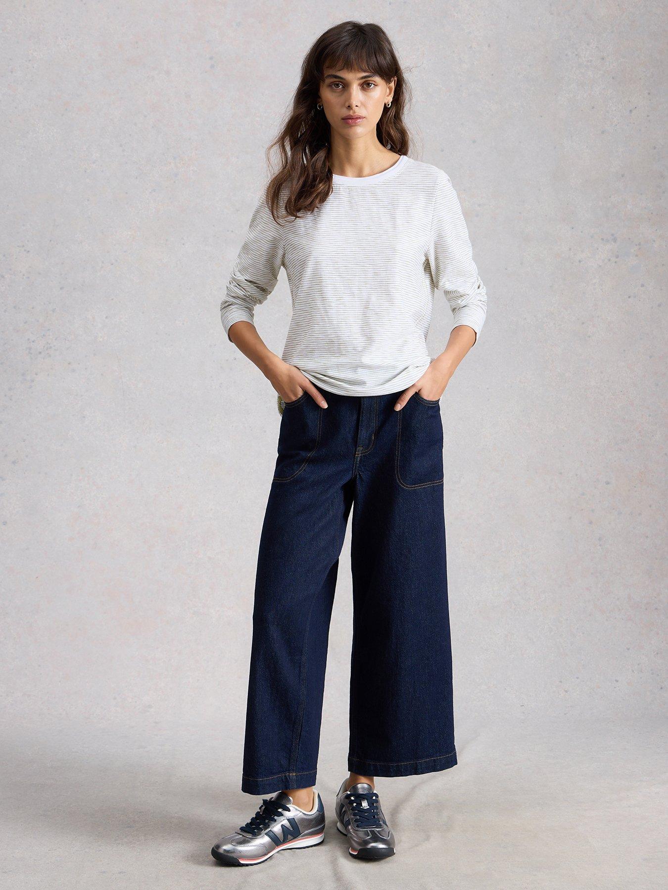 Image 3 of 6 of White Stuff Clara Texture Long Sleeve T-Shirt - White
