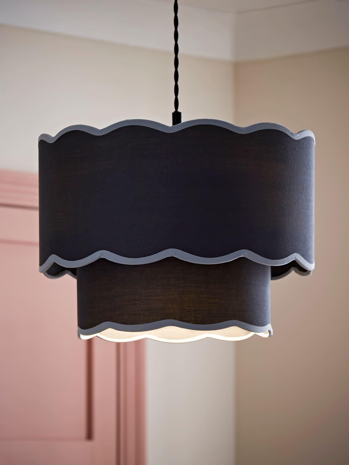 valuelights-sloane-two-tier-navy-colour-clash-scalloped-ceiling-light-shade