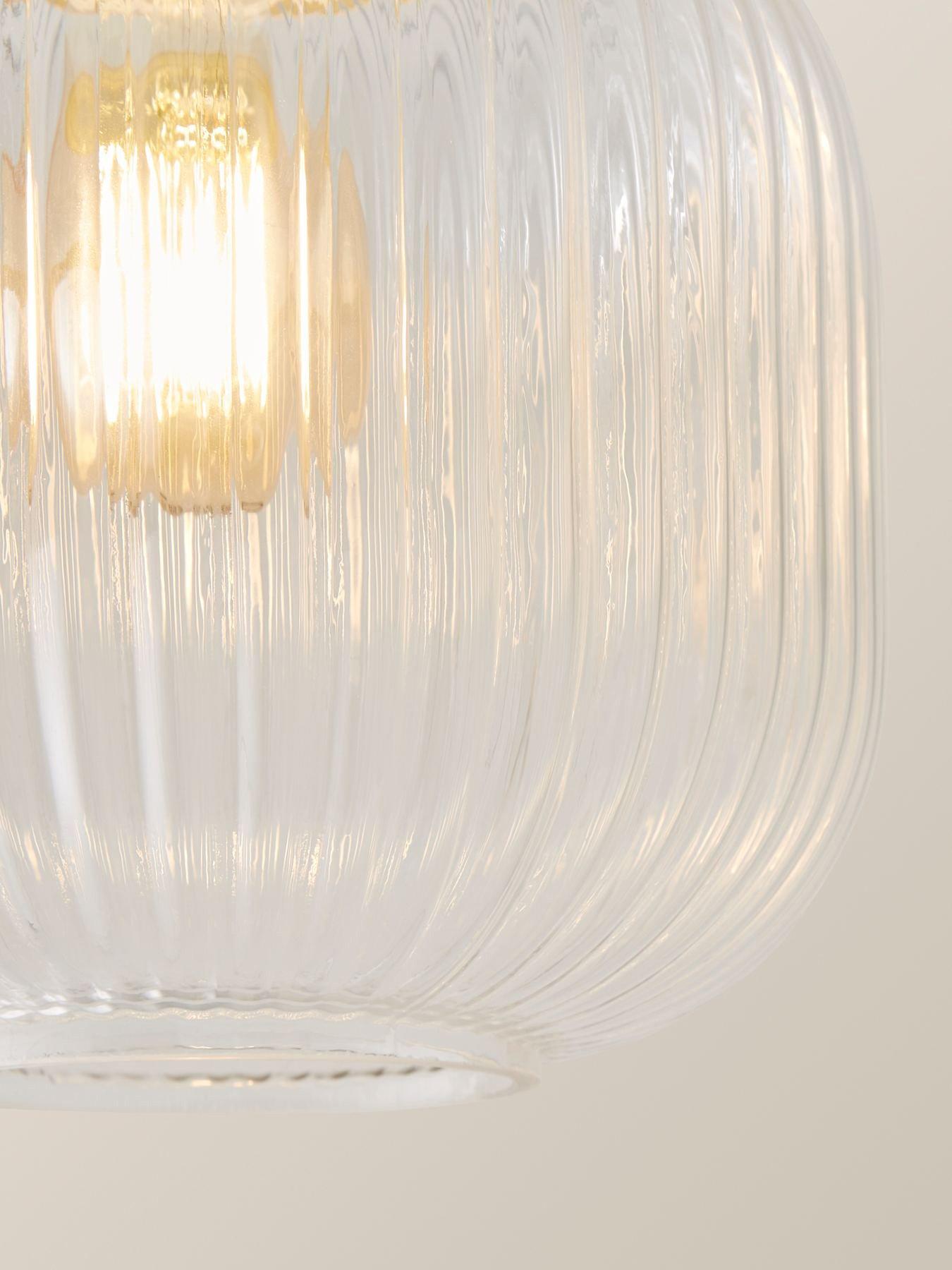  image of valuelights-calpe-gold-semi-flush-ceiling-light-with-ribbed-clear-glass-shade
