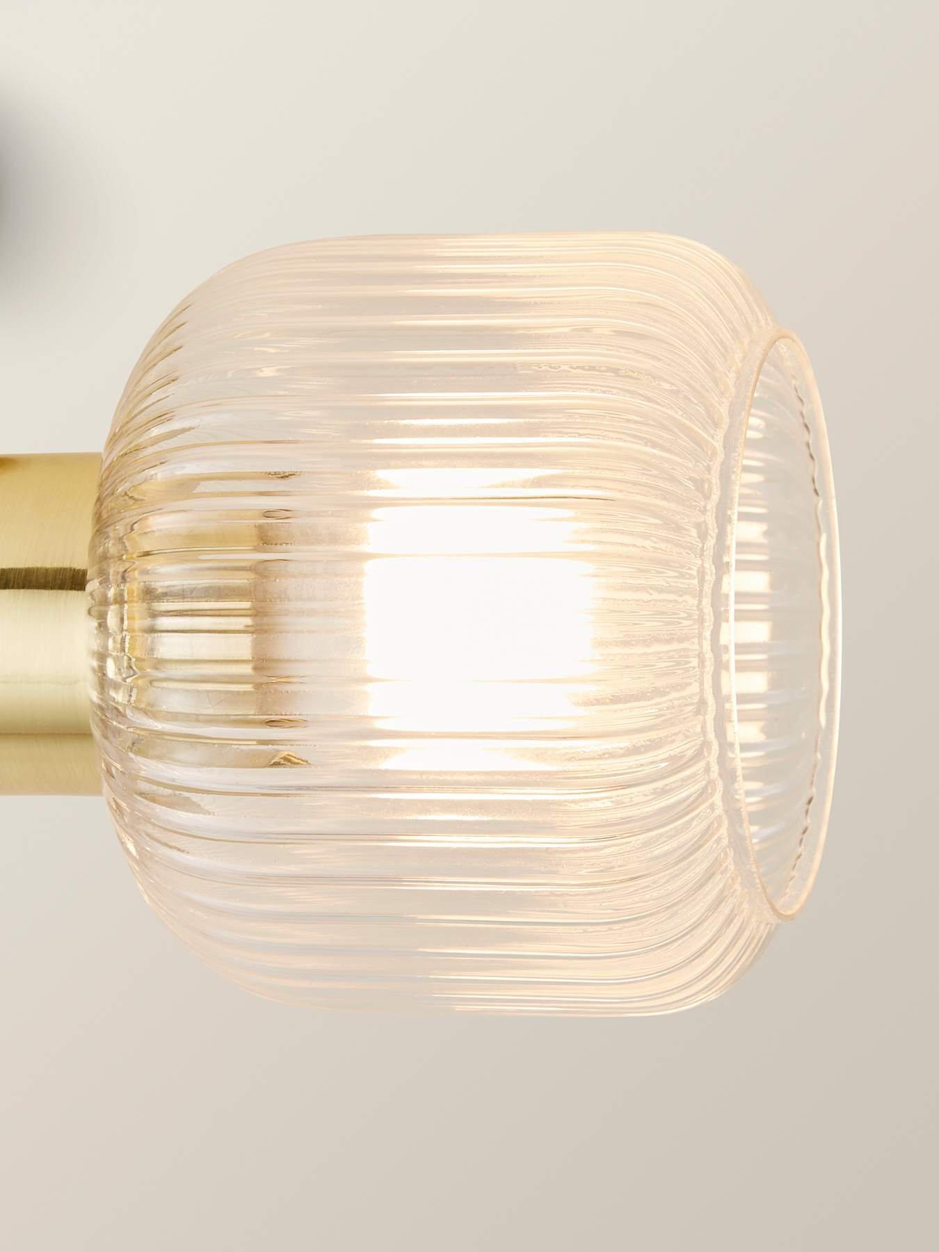 Image 4 of 6 of ValueLights Calpe 3 Way Antique Brass Adjustable Ceiling Spotlight with Ribbed Clear Shades