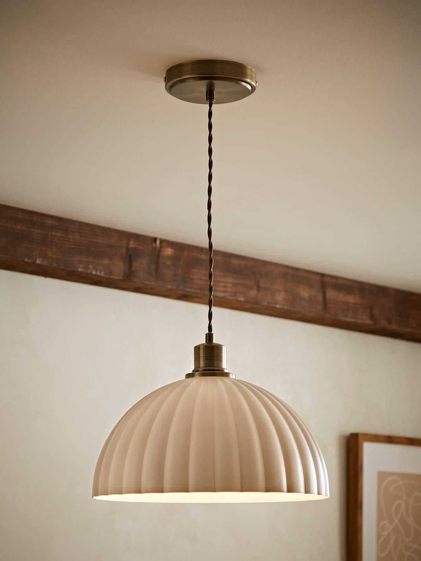 ValueLights Bourton Brushed Gold Ribbed Dome Pendant Ceiling Light