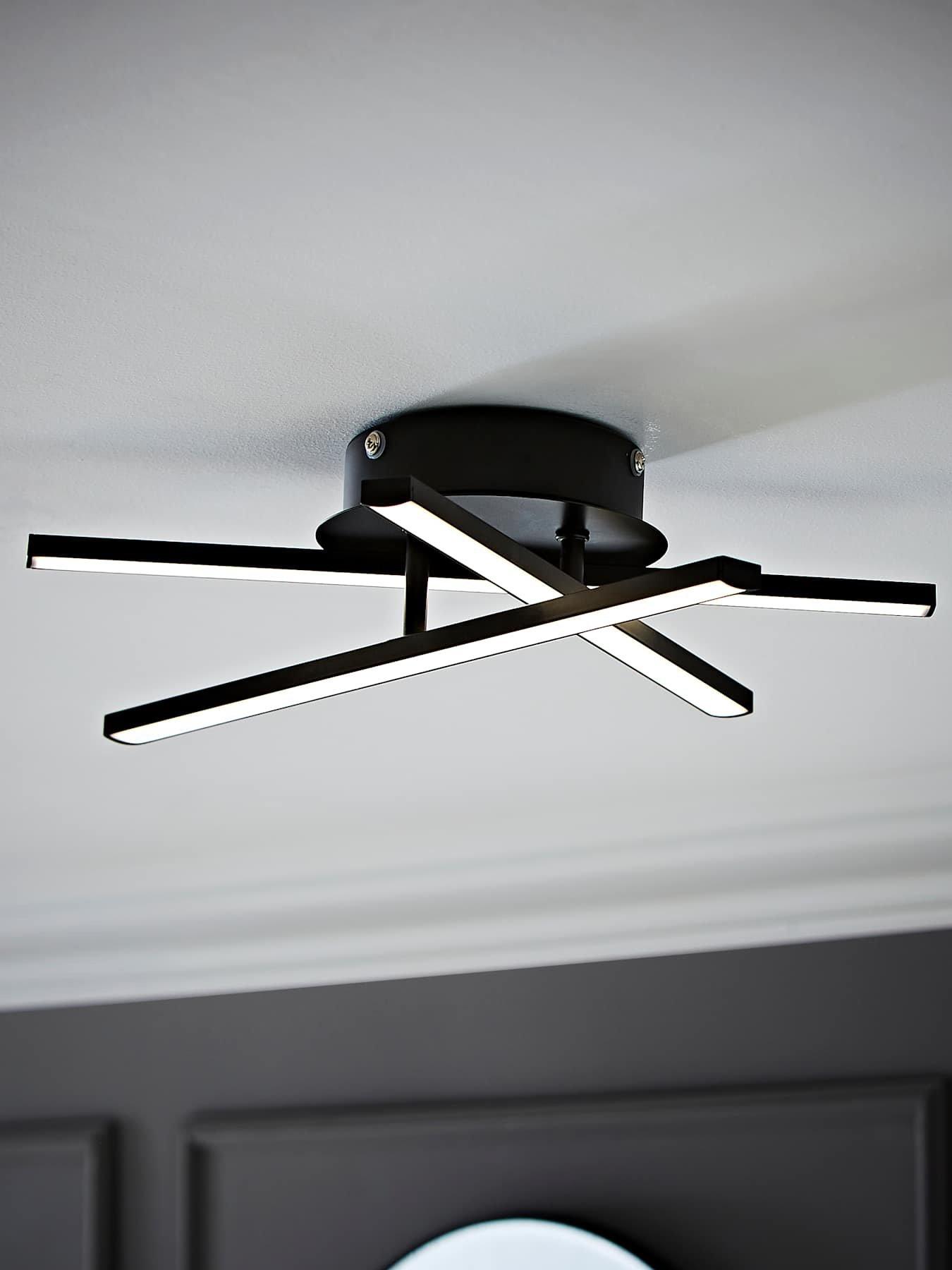 Image 1 of 6 of ValueLights Infinity Black Adjustable Crossover IP44 Integrated LED Ceiling Light