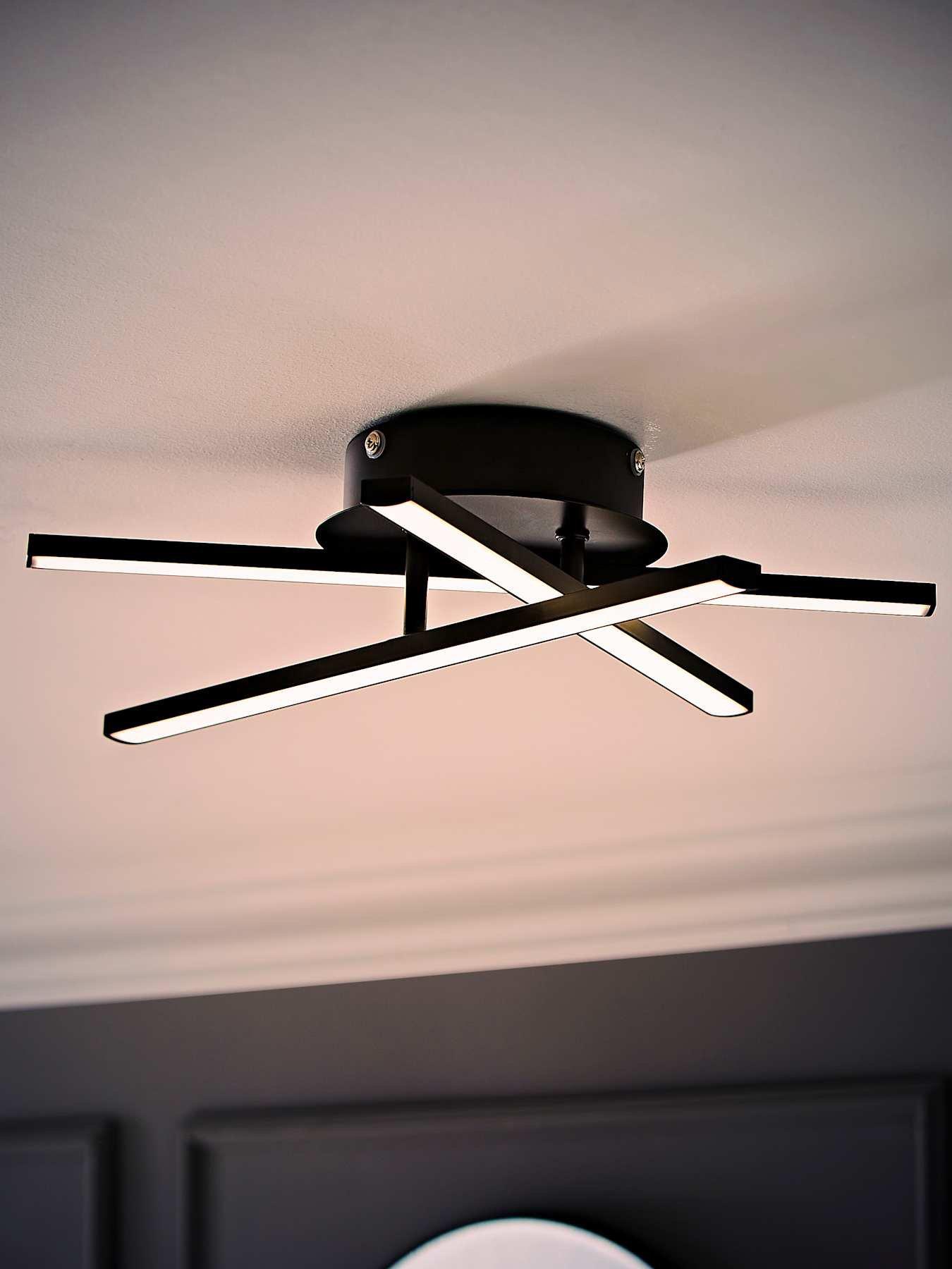 Image 3 of 6 of ValueLights Infinity Black Adjustable Crossover IP44 Integrated LED Ceiling Light
