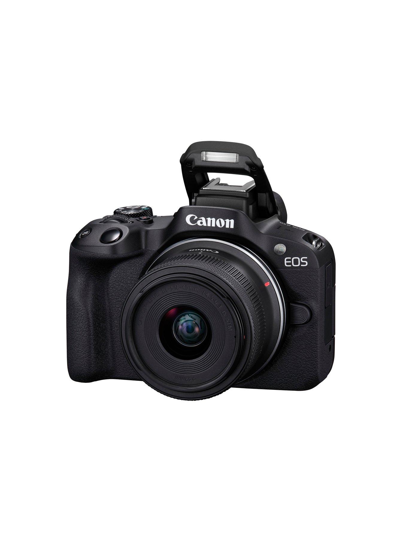  image of canon-eos-r50-camera-with-rf-s-18-45mm-lens-cp1500-printer-kp-36ip-36-shots-black