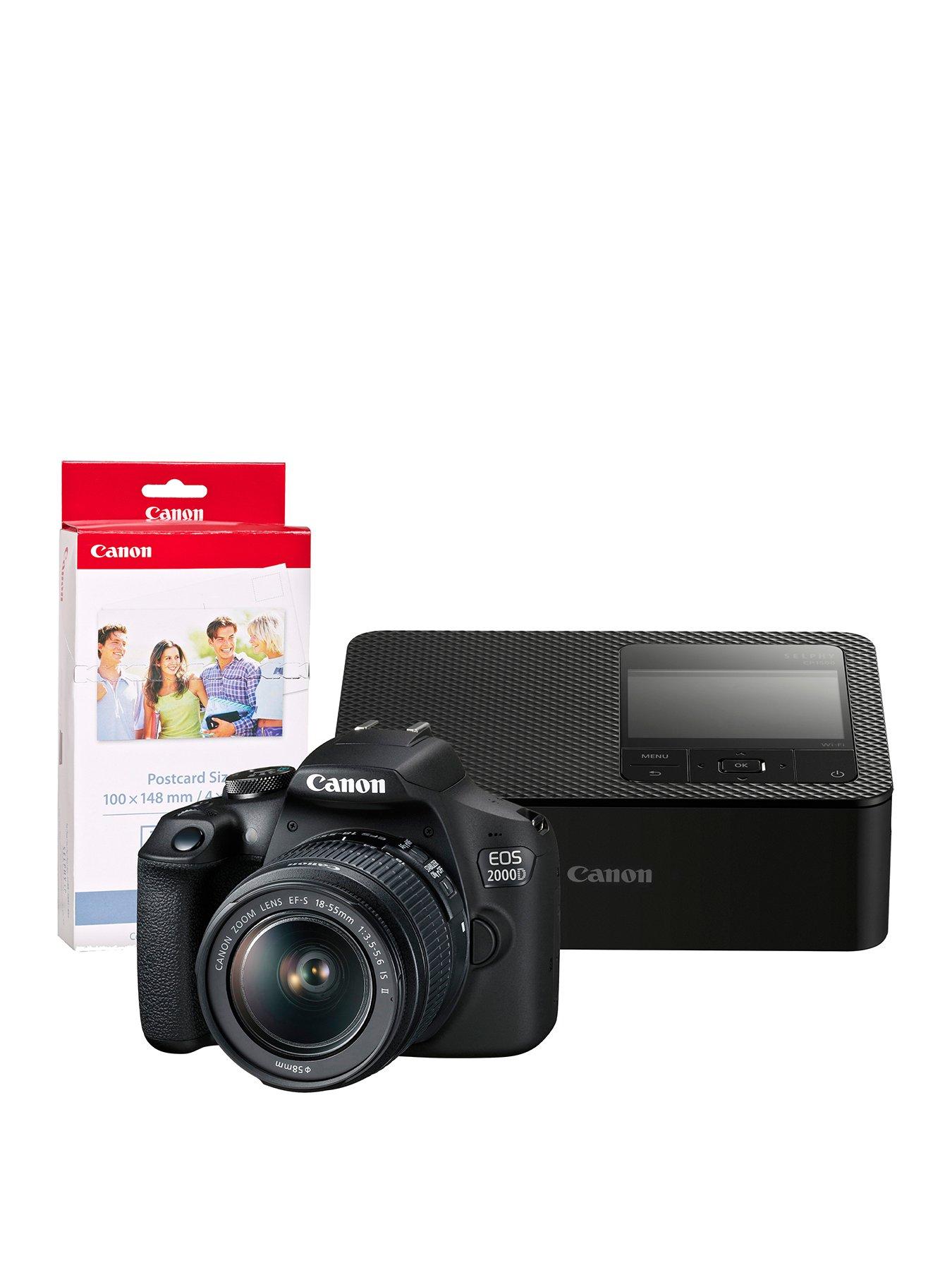 Canon EOS 2000D Camera 18-55mm IS II Lens with CP1500 Printer KP-36IP 36 Shot Black