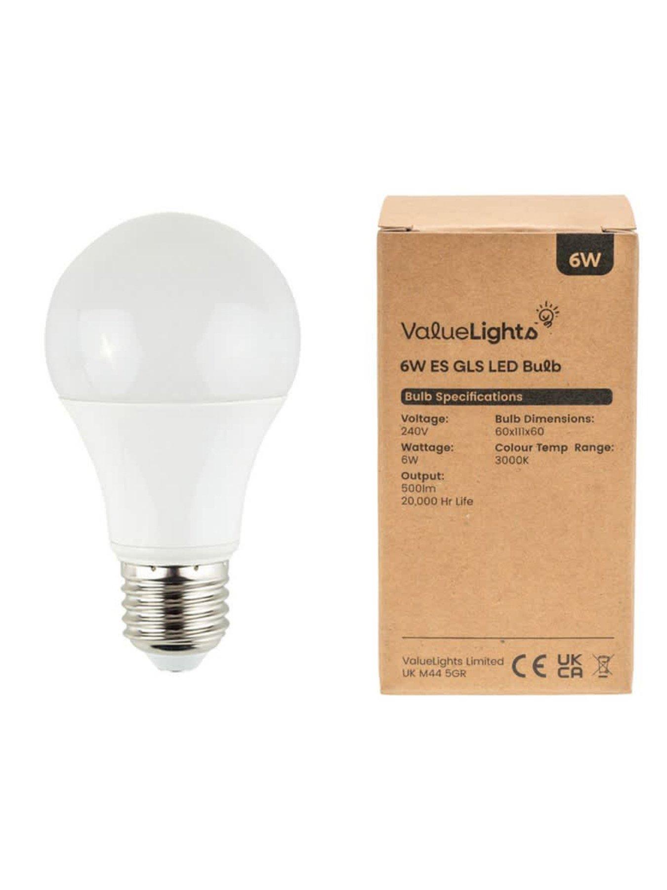 Image 1 of 3 of ValueLights Pack of 6 E27 6W LED GLS Bulb Light Bulbs Warm White