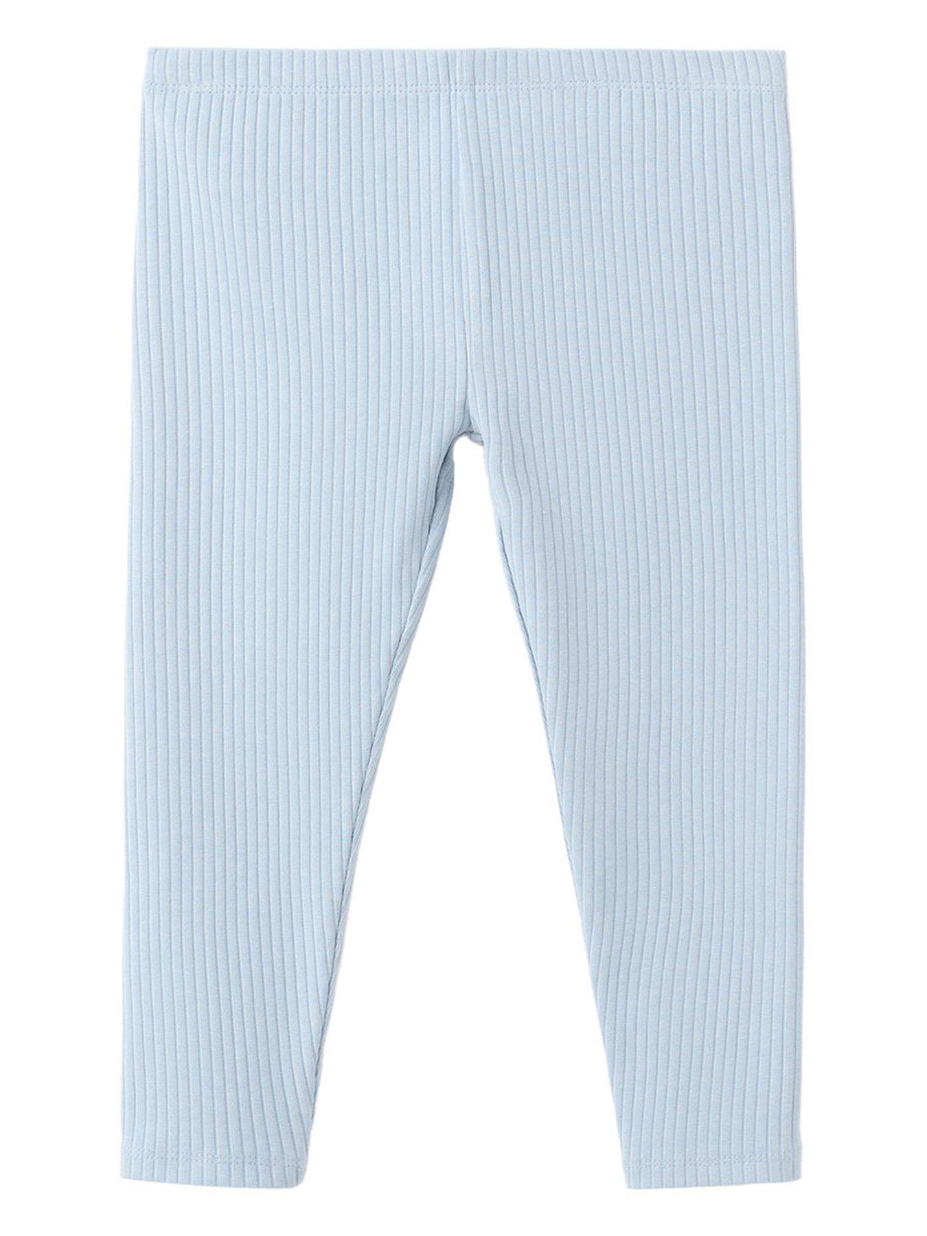 Mango Younger Girls Ribbed Leggings - Light Blue